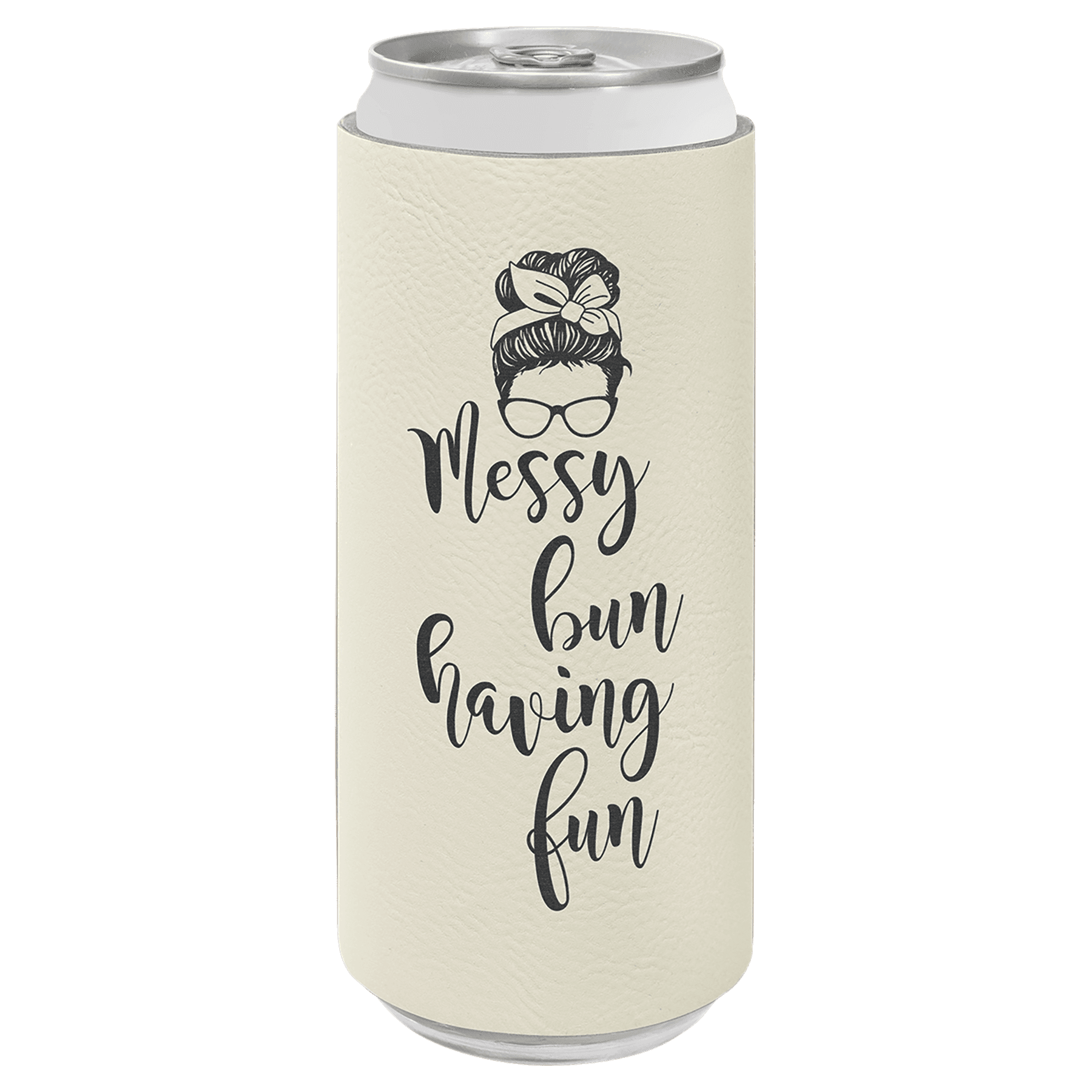 White Leatherette Slim Beverage Holder