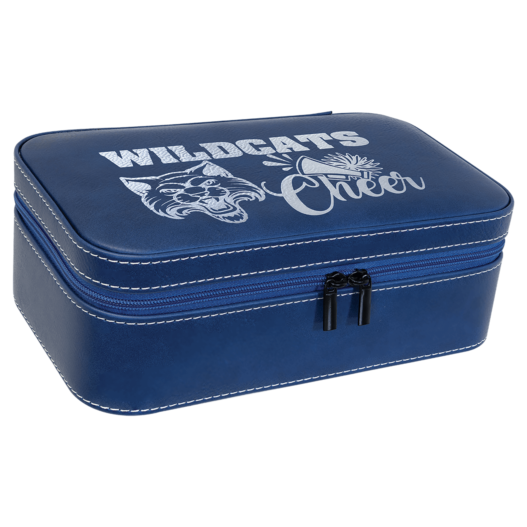 7.5" X 4.5" Blue/Silver Leatherette Jewelry Box