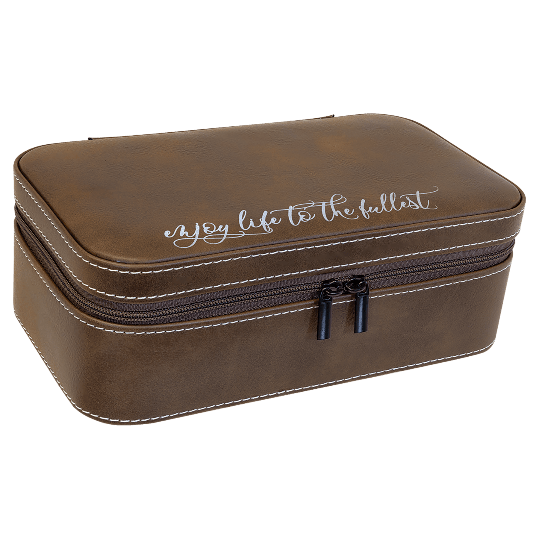 7.5" X 4.5" Rustic/Silver Leatherette Jewelry Box