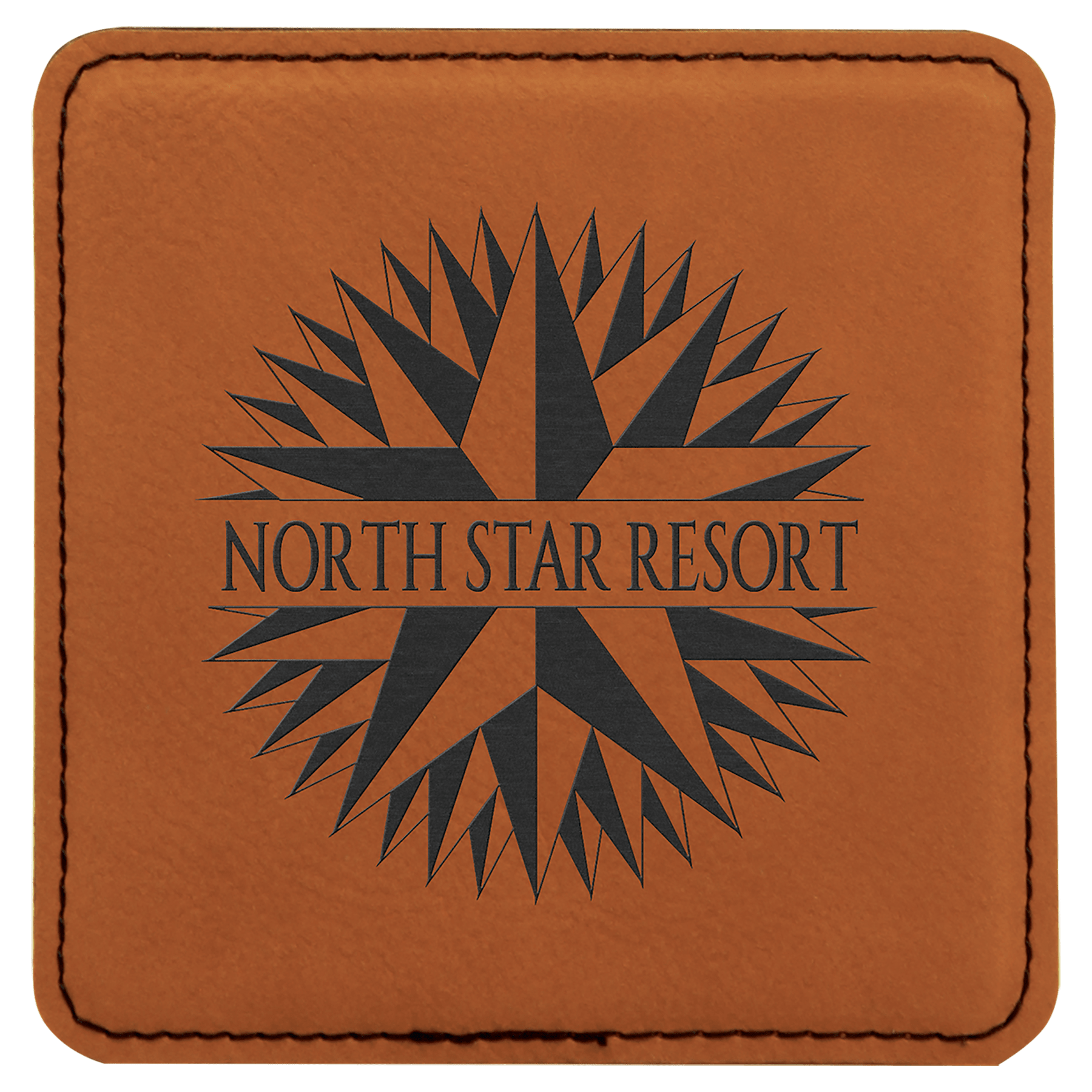 4" x 4" Square Rawhide Leatherette Coaster