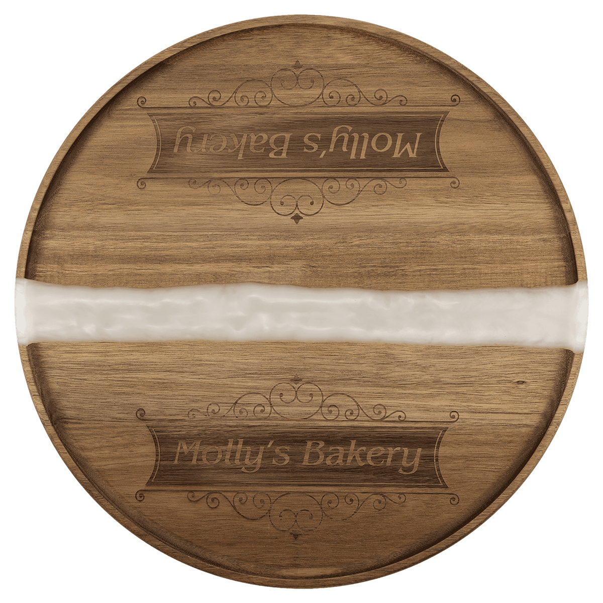 Round Acacia Serving Tray with Inlaid Resin