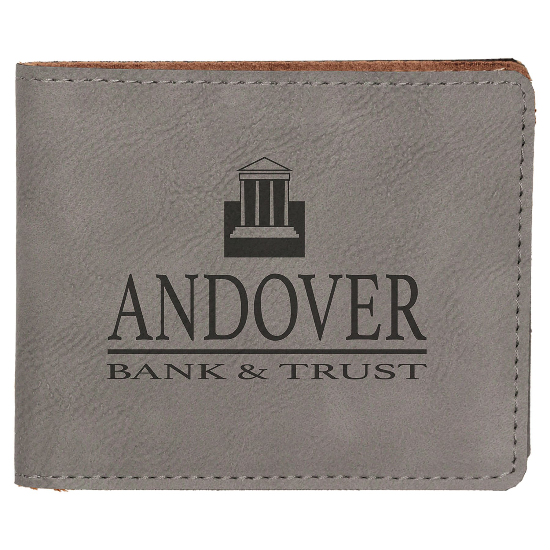 4.5" x 3.5" Gray Leatherette Bifold Wallet