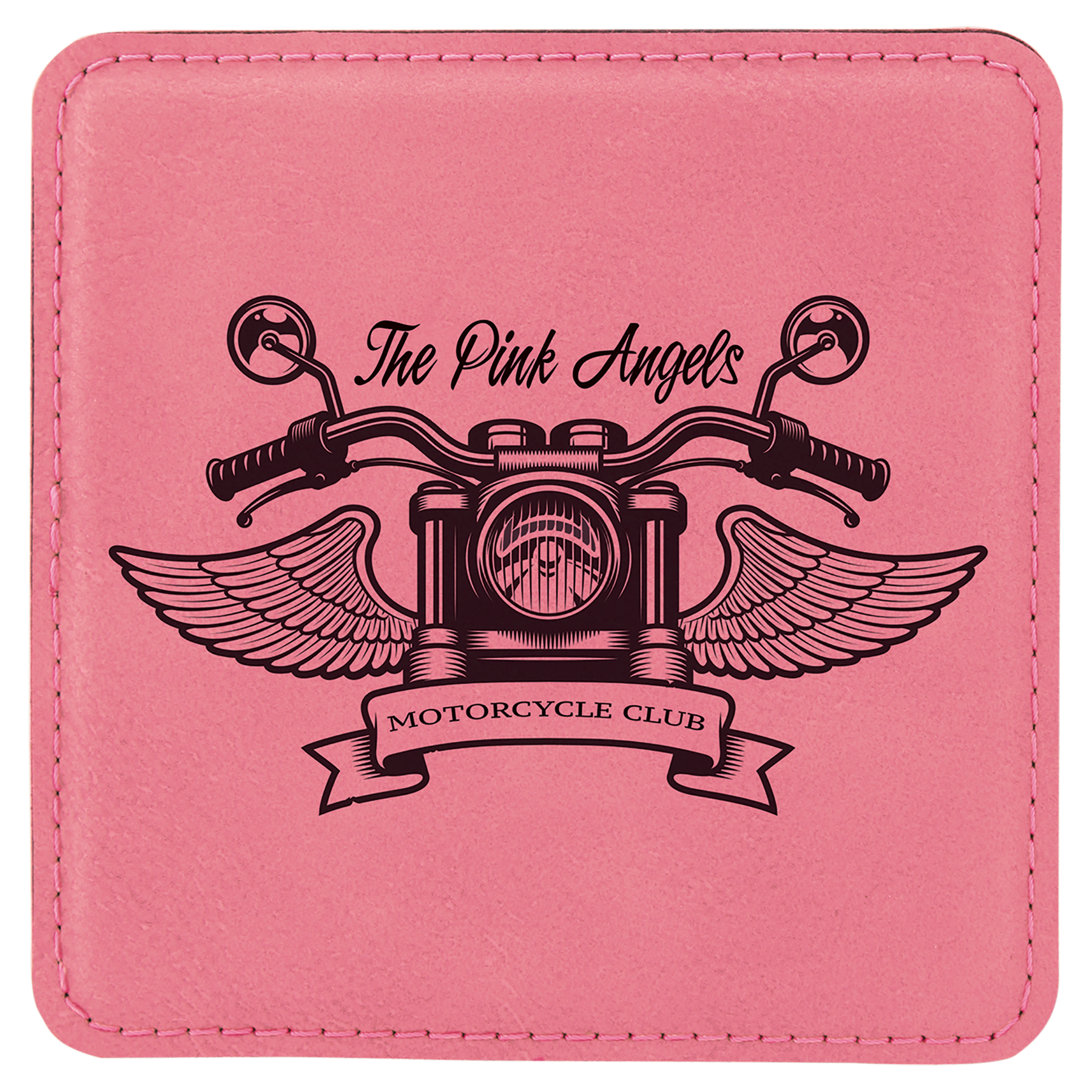 4" x 4" Square Pink Leatherette Coaster
