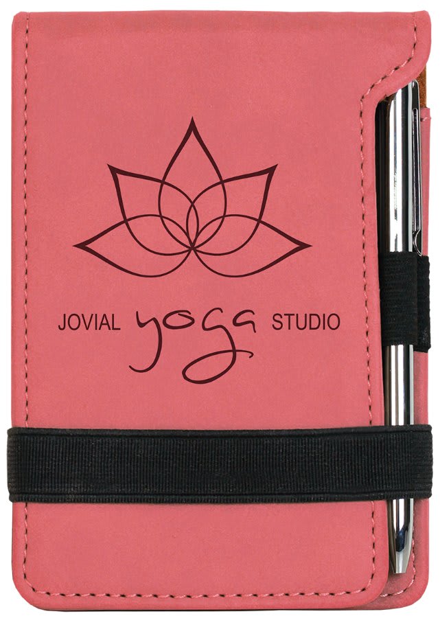 3.25" x 4.75" Pink Leatherette Mini Notepad with Pen