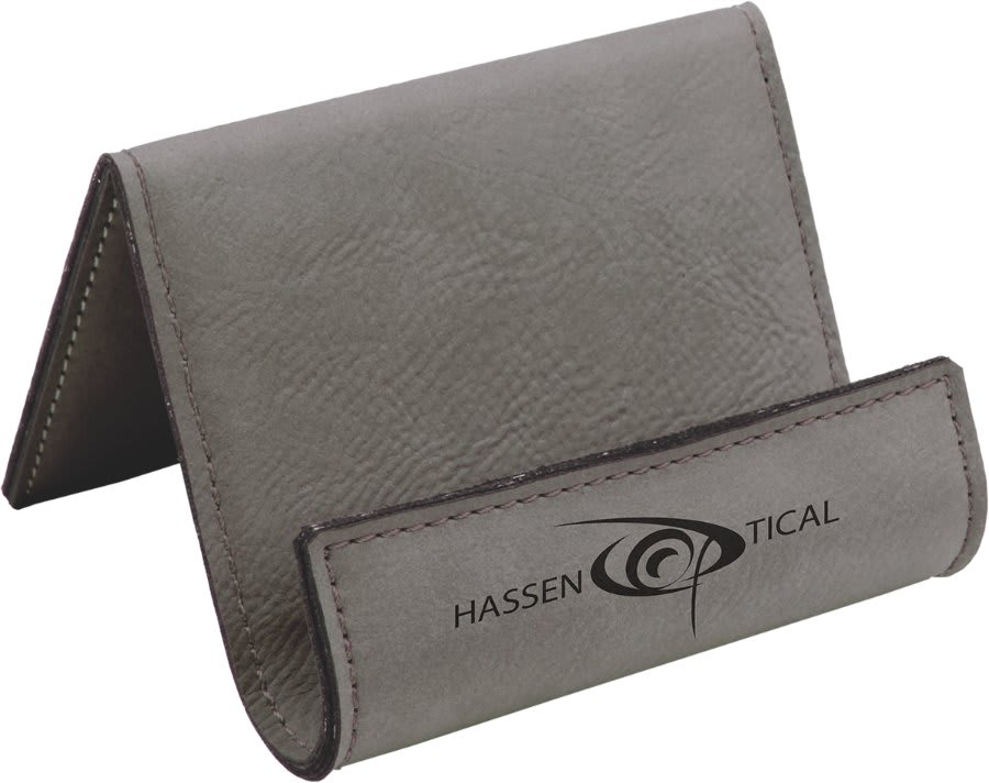 3.5" x 2.5" Gray Leatherette Holder Easel