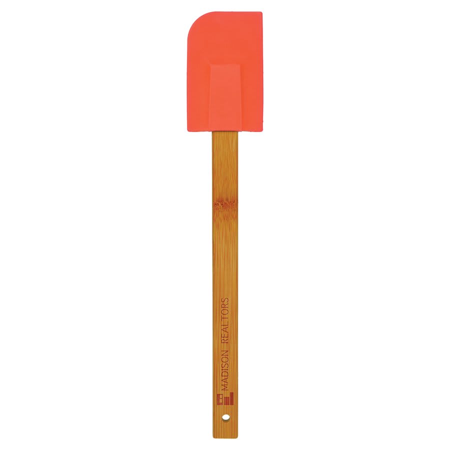 11.75" Red Silicone Spatula with Bamboo Handle
