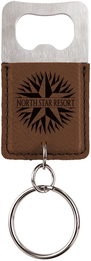 Rectangle Leatherette Bottle Opener Keychain - KCL11
