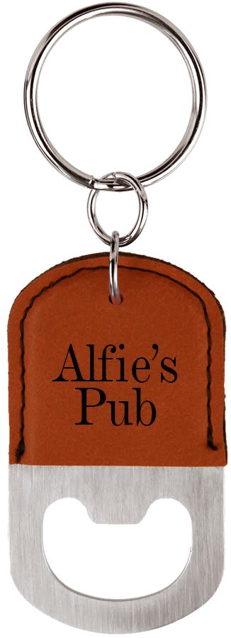 Oval Leatherette Bottle Opener Keychain - KCL04