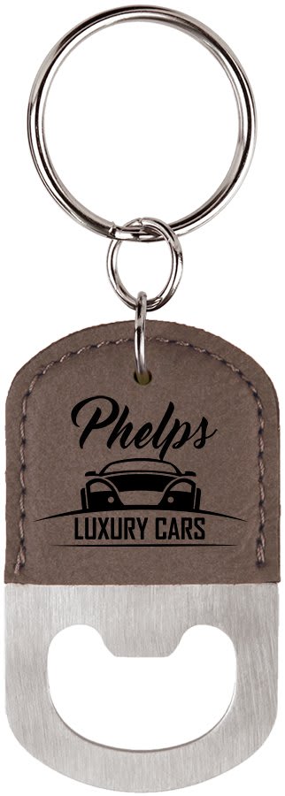 Oval Leatherette Bottle Opener Keychain - KCL04