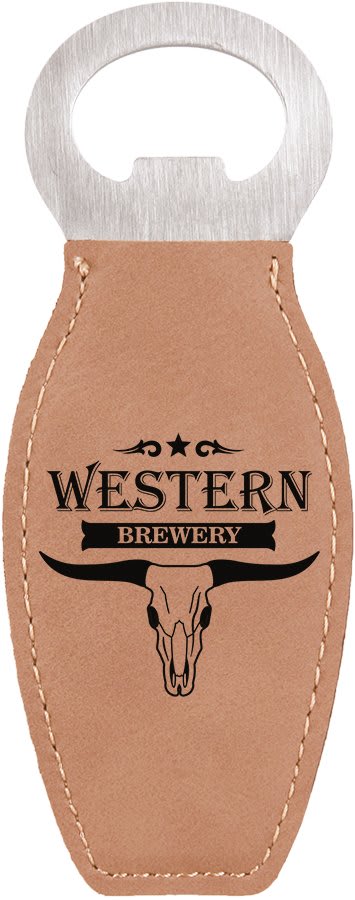 Light Brown Leatherette Bottle Opener with Magnet