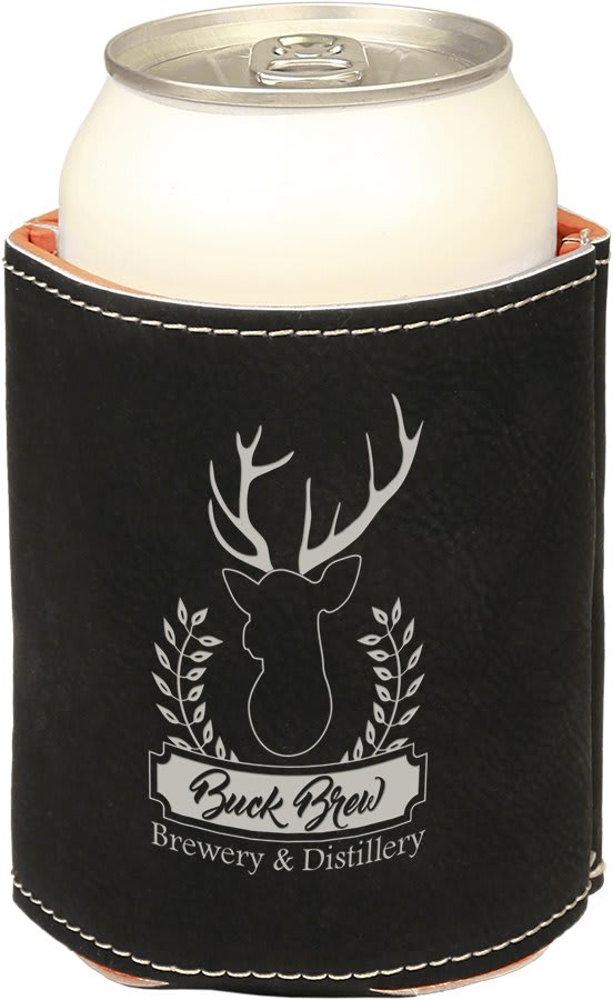 3.75" Black/Silver Leatherette Beverage Holder