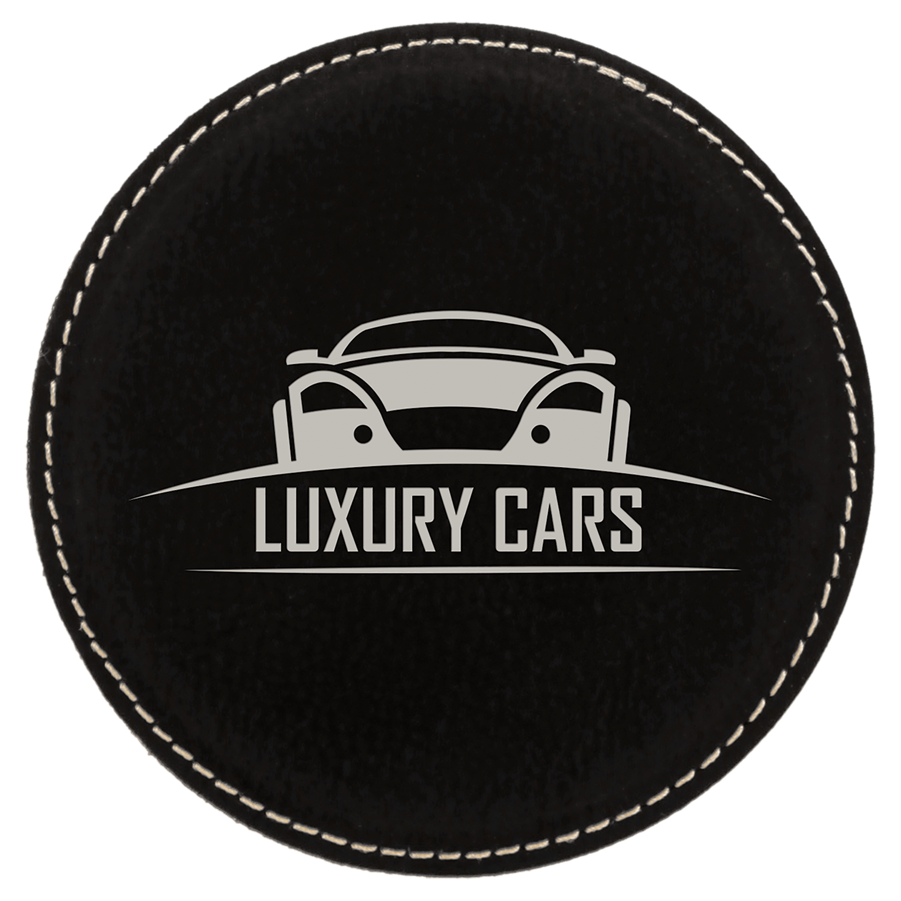 4" Round Black/Silver Leatherette Coaster
