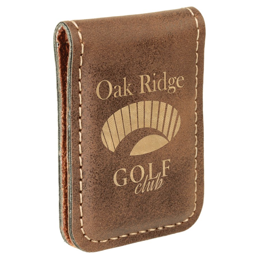 1.75" x 2.5" Rustic/Gold Leatherette Money Clip