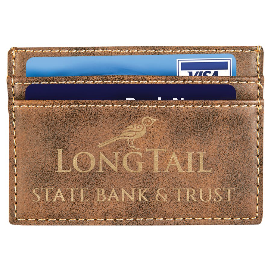 4" x 2.75" Rustic/Gold Leatherette Wallet Clip