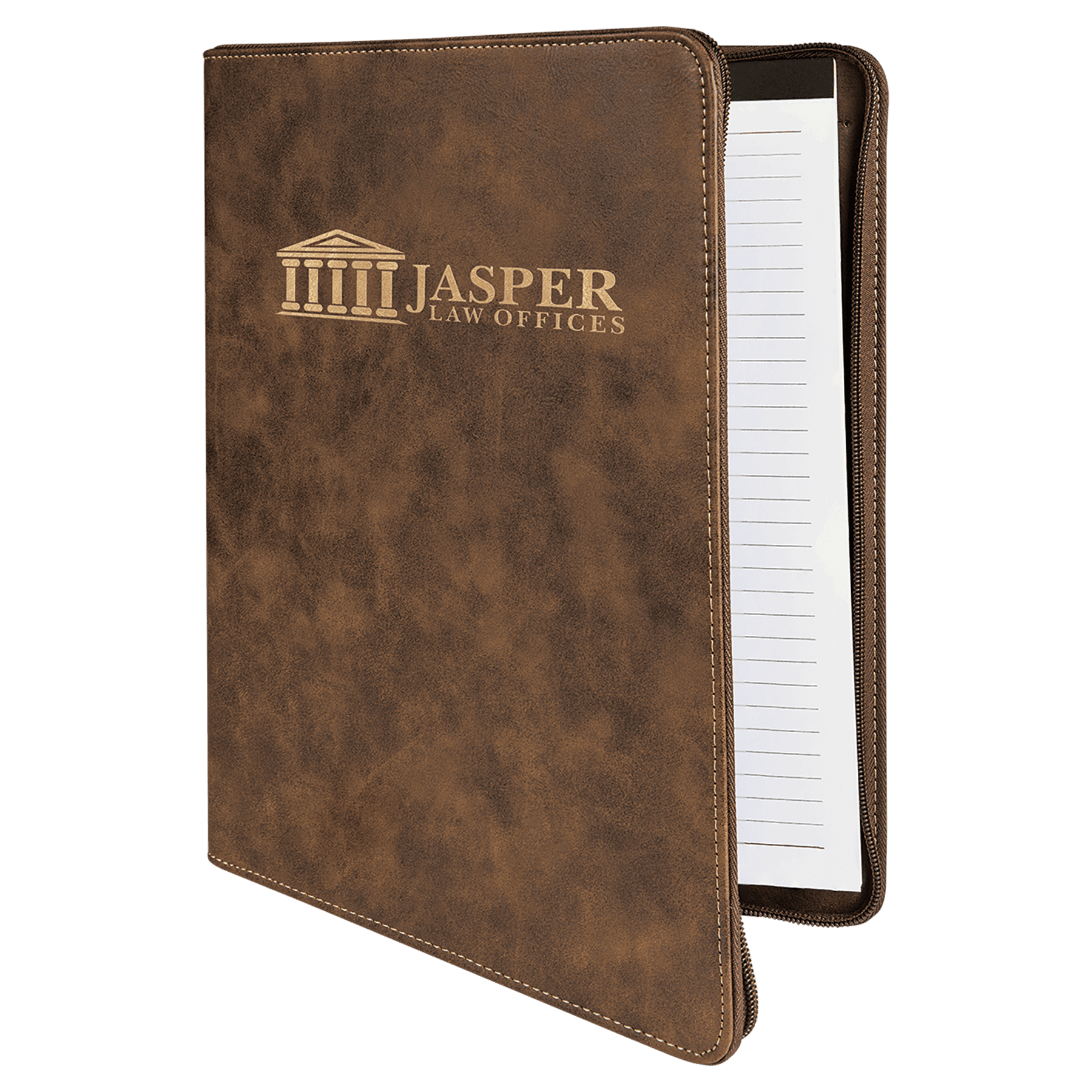 Rustic/Gold w/ Zipper Leatherette Portfolio with Notepad