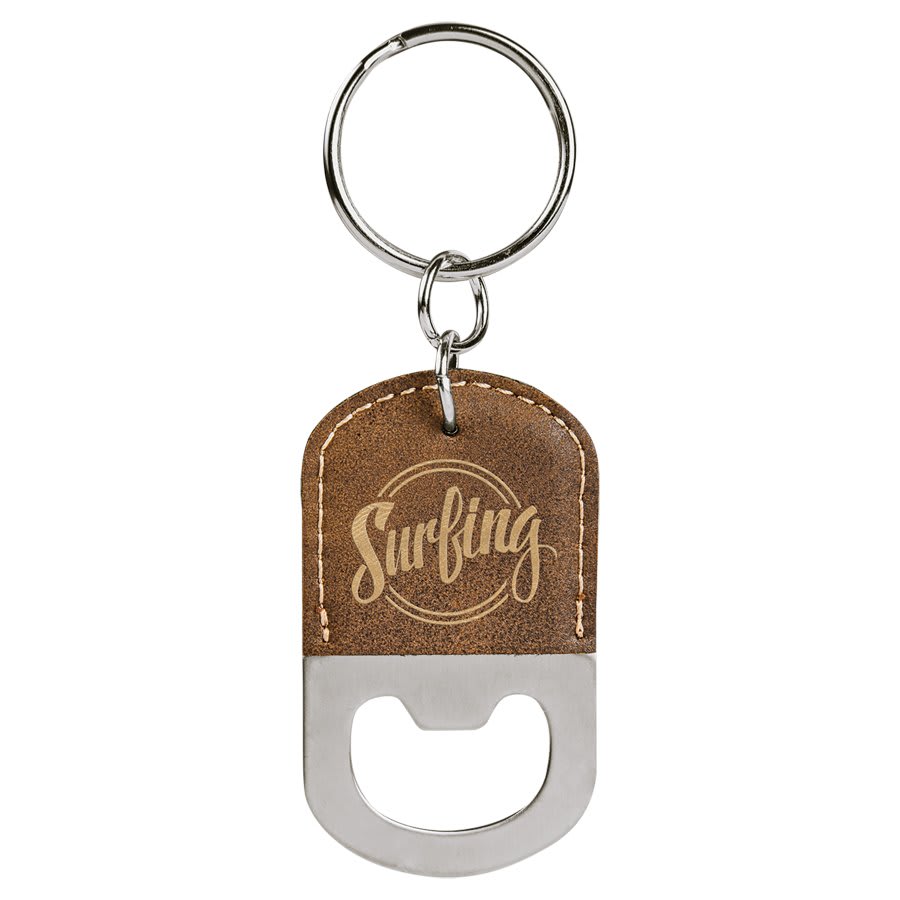 Oval Leatherette Bottle Opener Keychain - KCL04