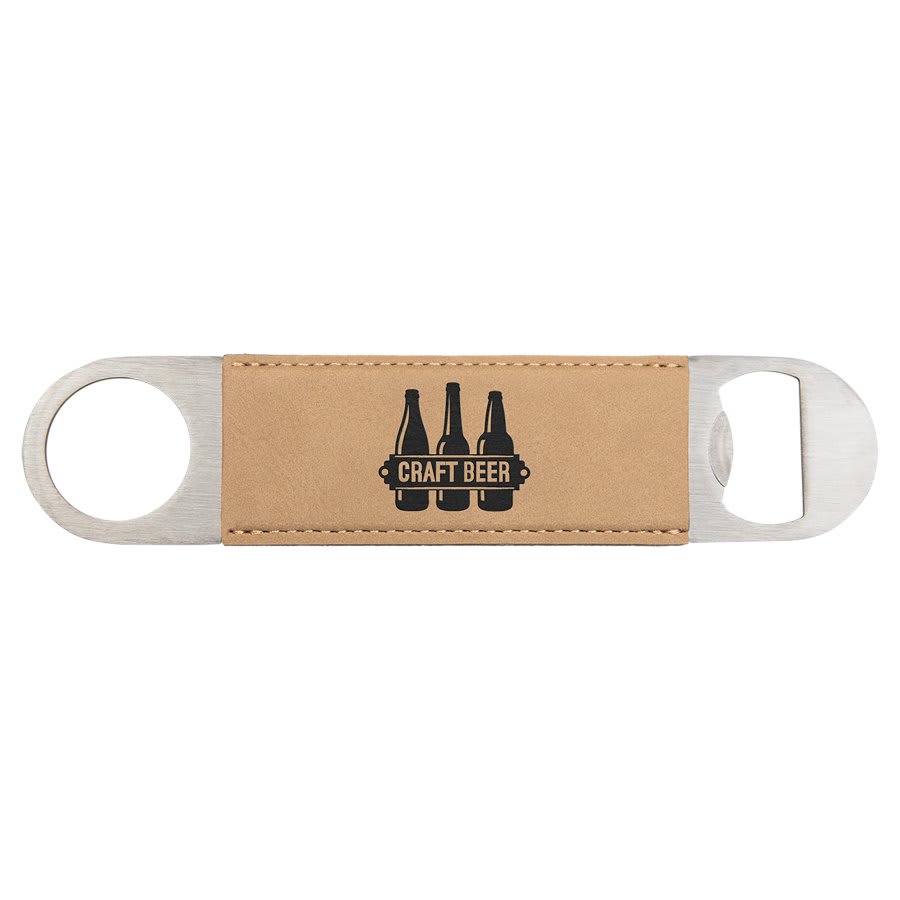 1.5" x 7" Light Brown Leatherette Bottle Opener