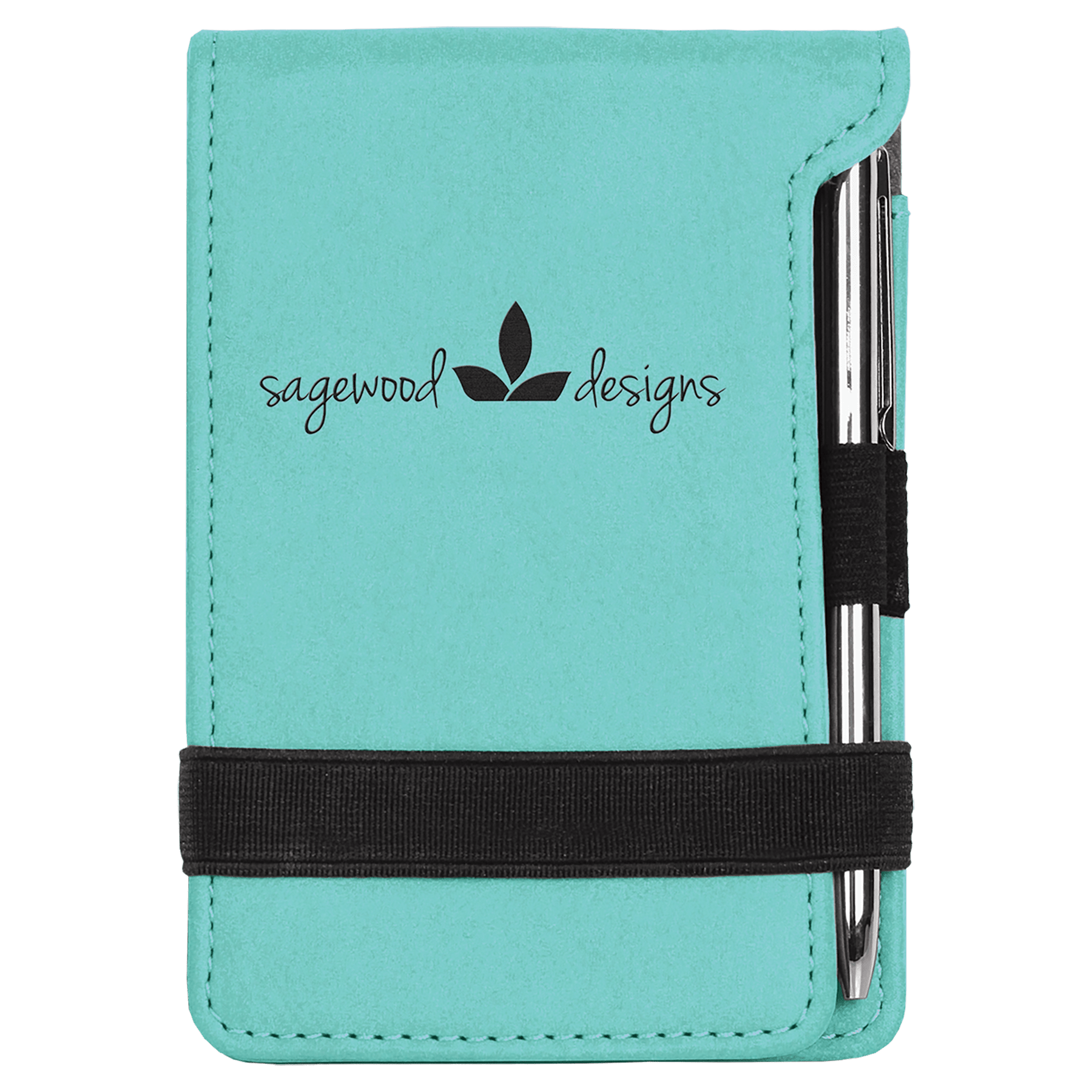 3.25" x 4.75" Teal Leatherette Mini Notepad with Pen