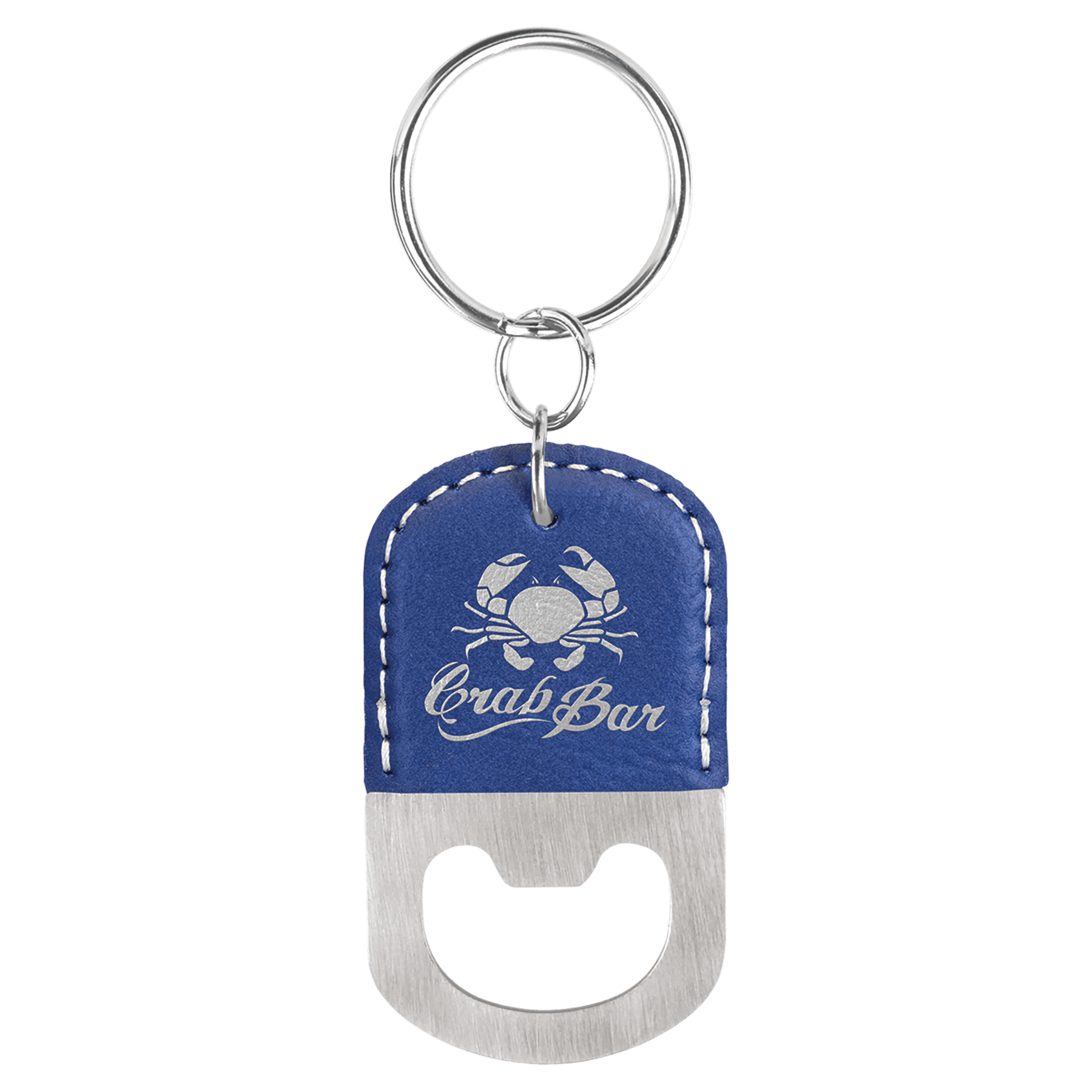 Oval Leatherette Bottle Opener Keychain - KCL04