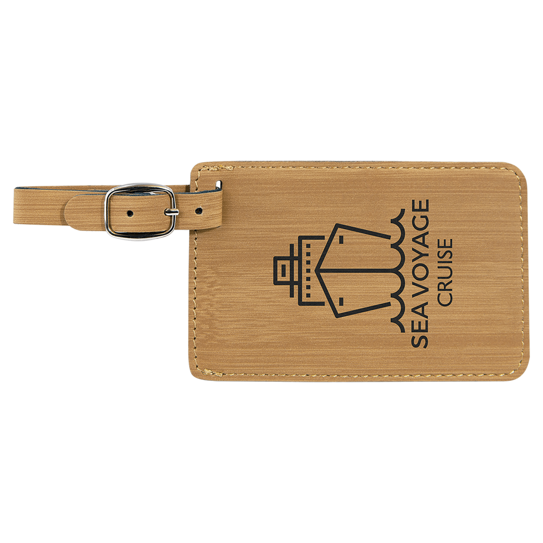4.25" x 2.75" Bamboo Leatherette Luggage Tag