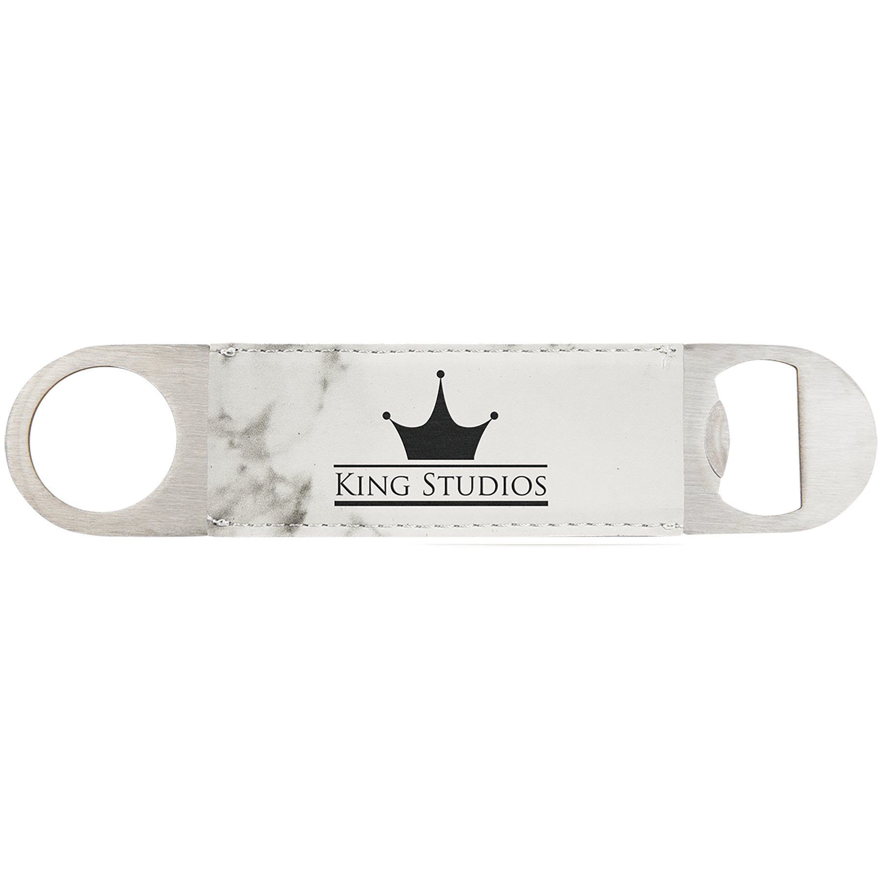 1.5" x 7" White Marble Leatherette Bottle Opener