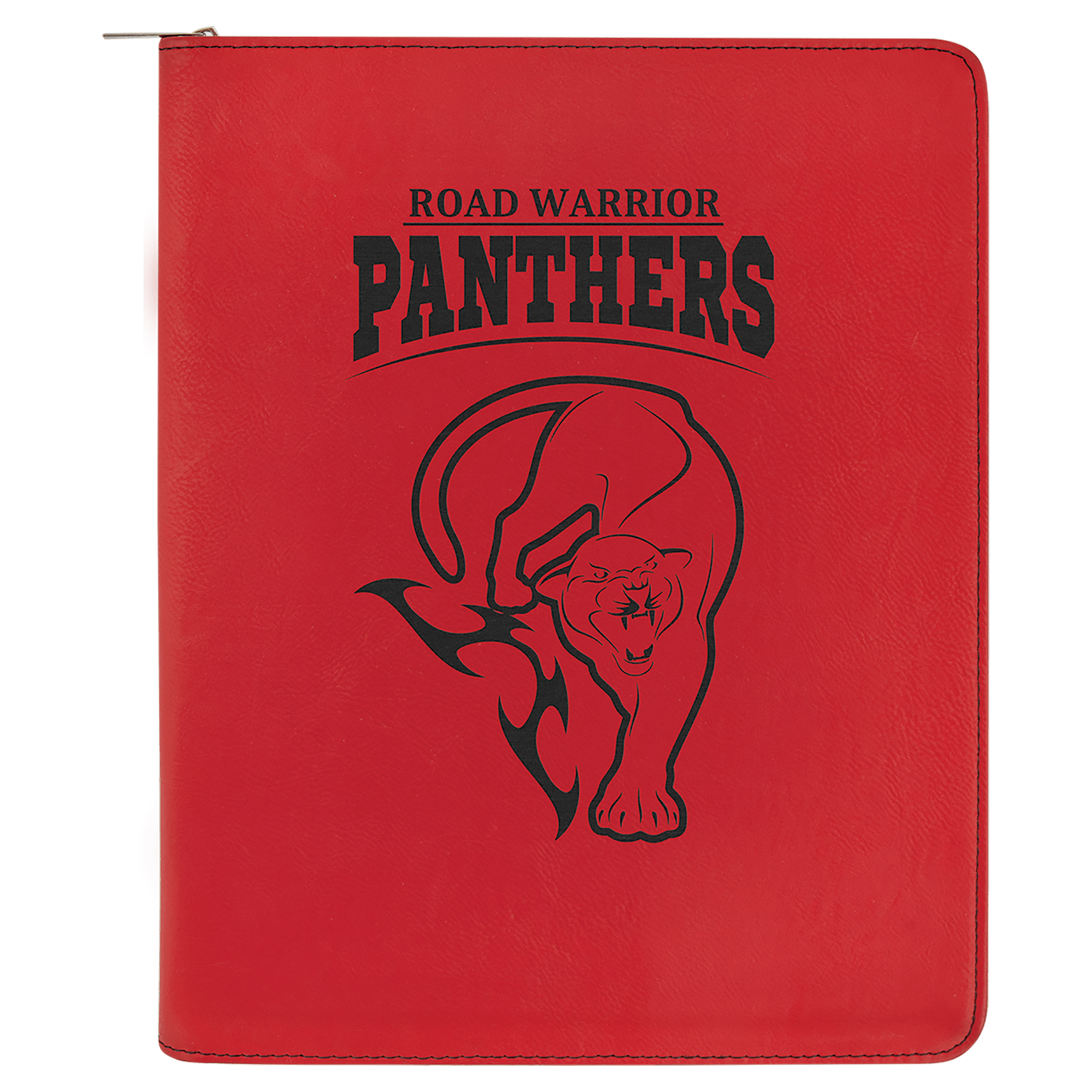 9.5" x 12" Red Leatherette Portfolio with Zipper and Notepad