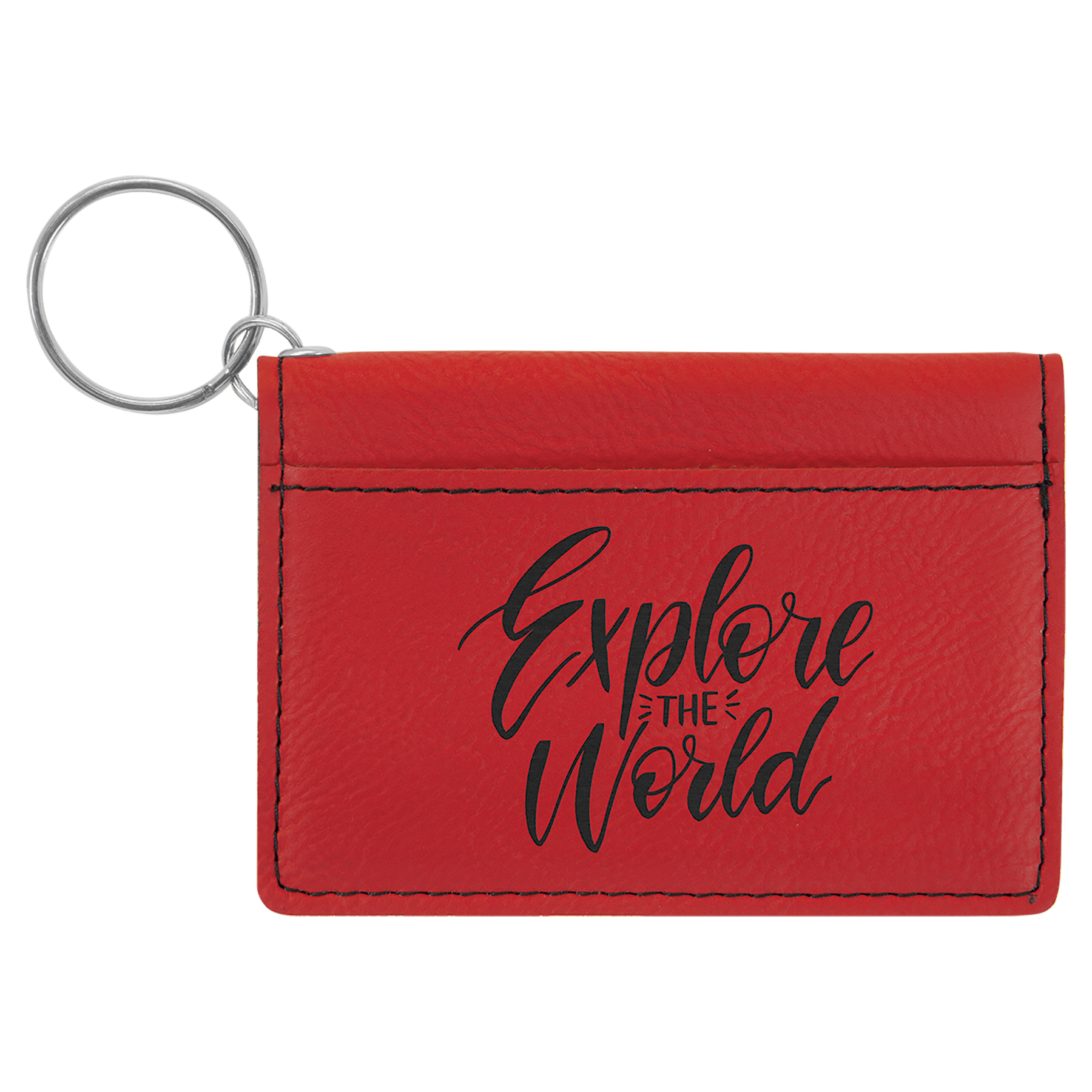 4.25" x 3" Red Leatherette Keychain ID Holder