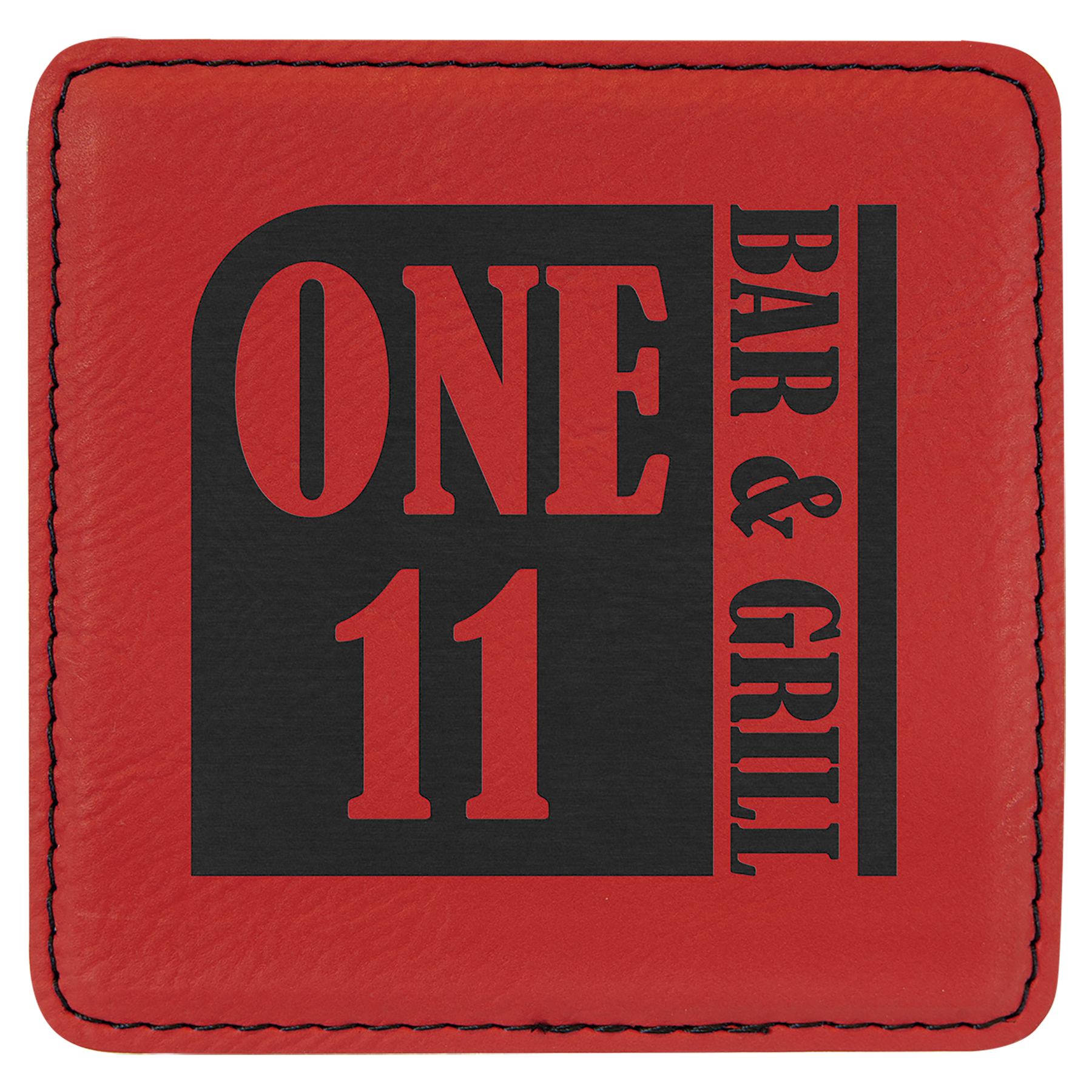 4" x 4" Square Red Leatherette Coaster