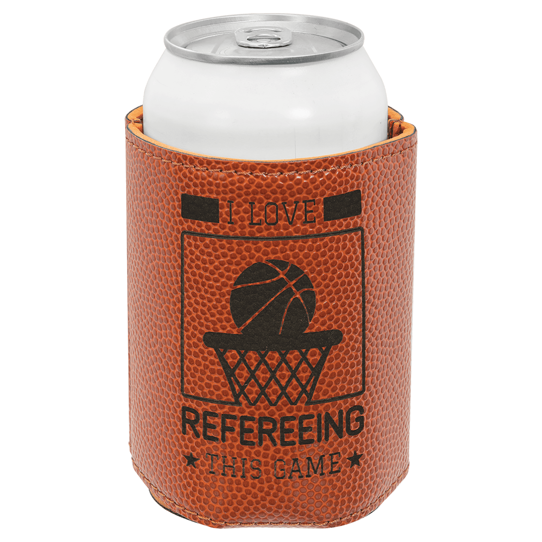3.75" Basketball Leatherette Beverage Holder