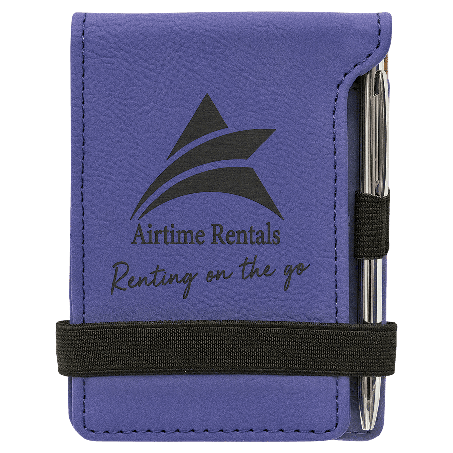 3.25" x 4.75" Purple Leatherette Mini Notepad with Pen