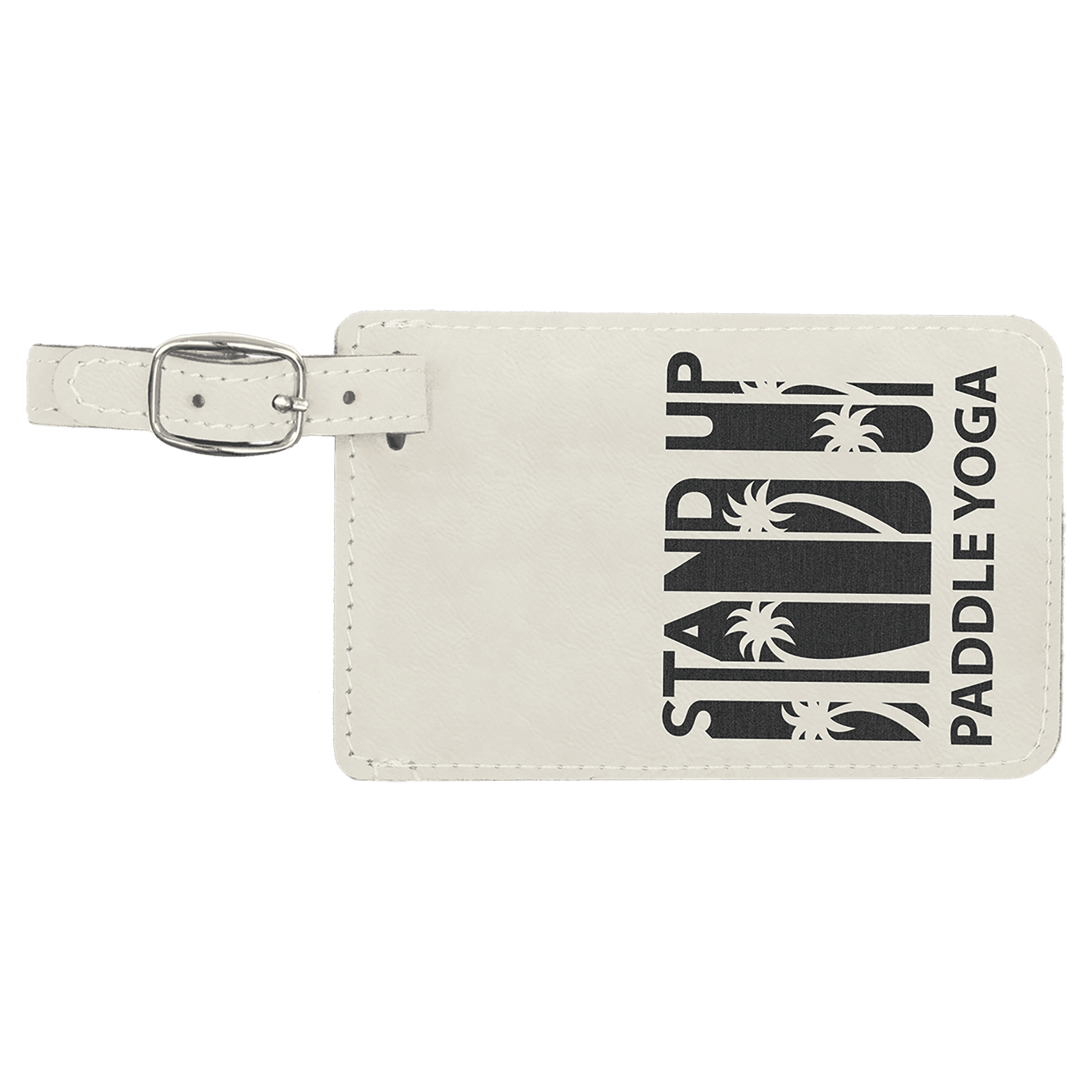 4.25" x 2.75" White/Black Leatherette Luggage Tag