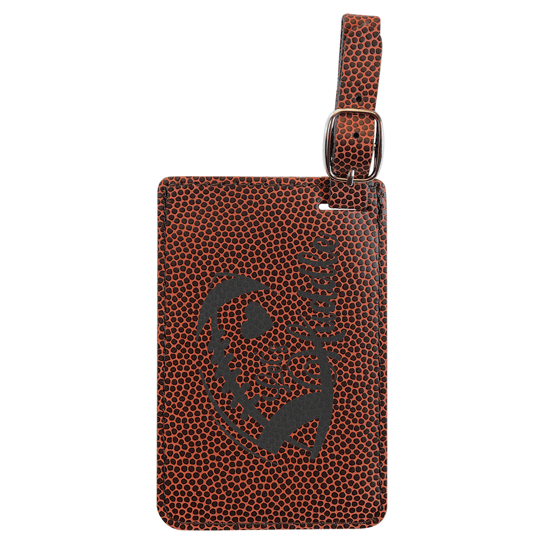 Leatherette and Wood Football Luggage Tag