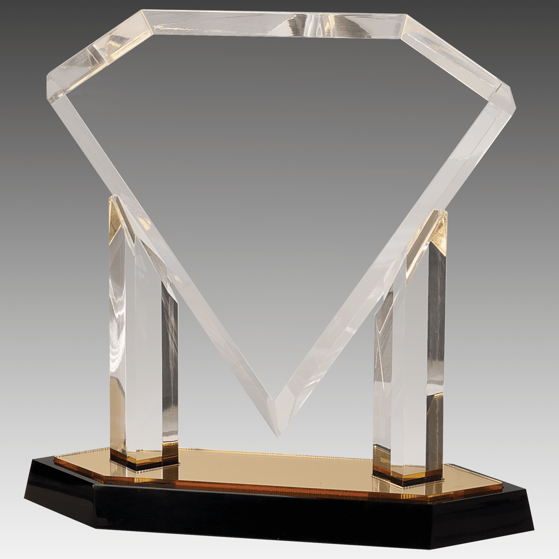 10.75" Gold Floating Diamond Acrylic