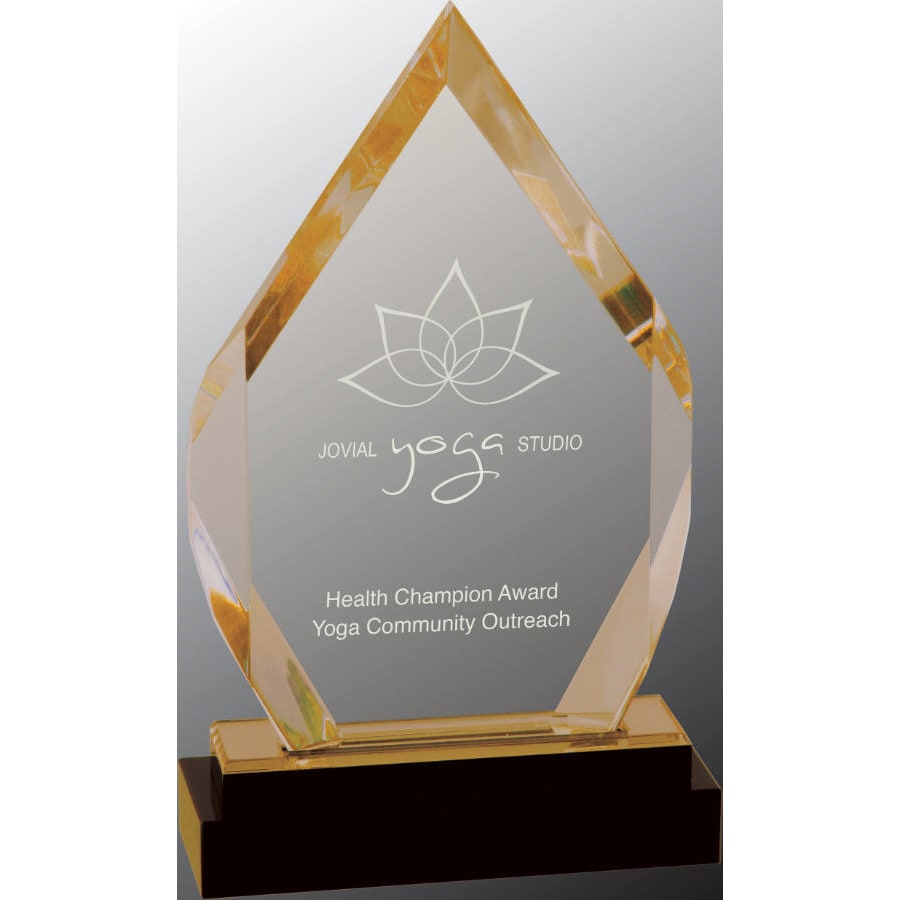 8" Gold Fusion Diamond Impress Acrylic with Black Glass Base