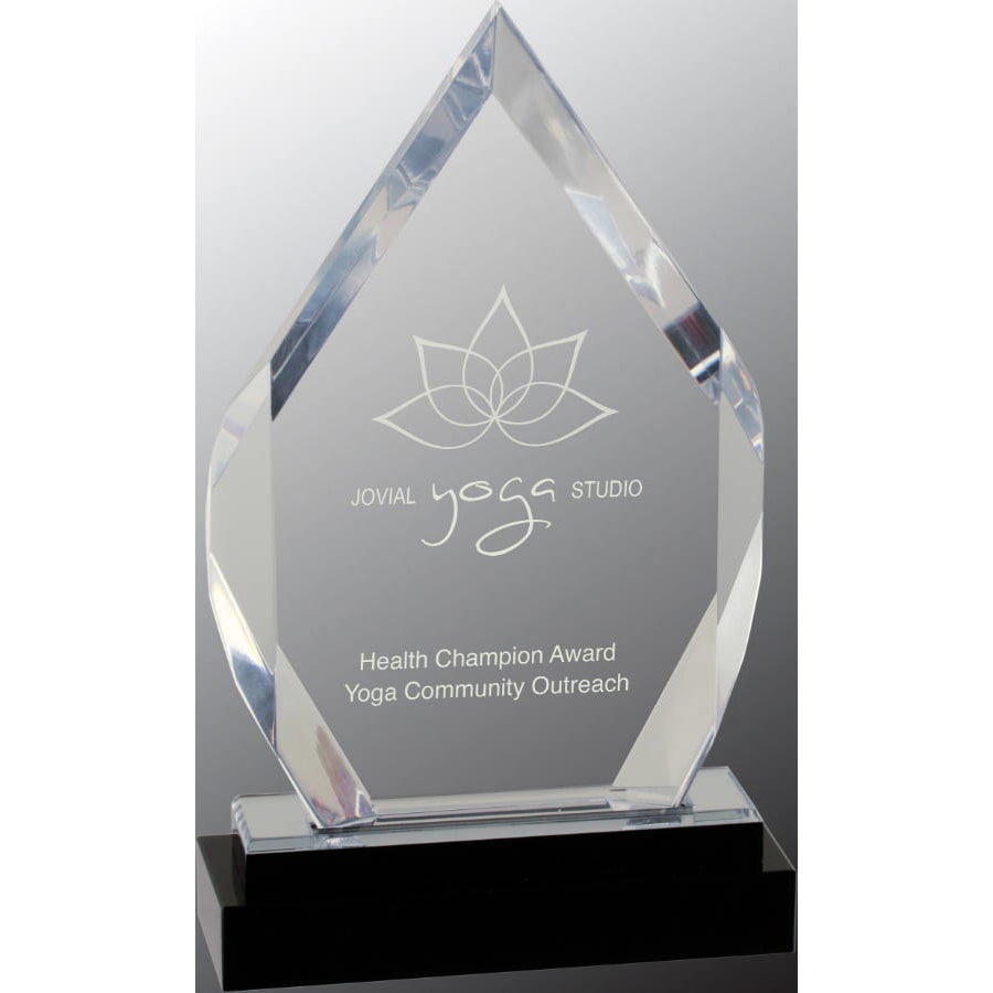 8" Silver Diamond Acrylic with Black Glass Base