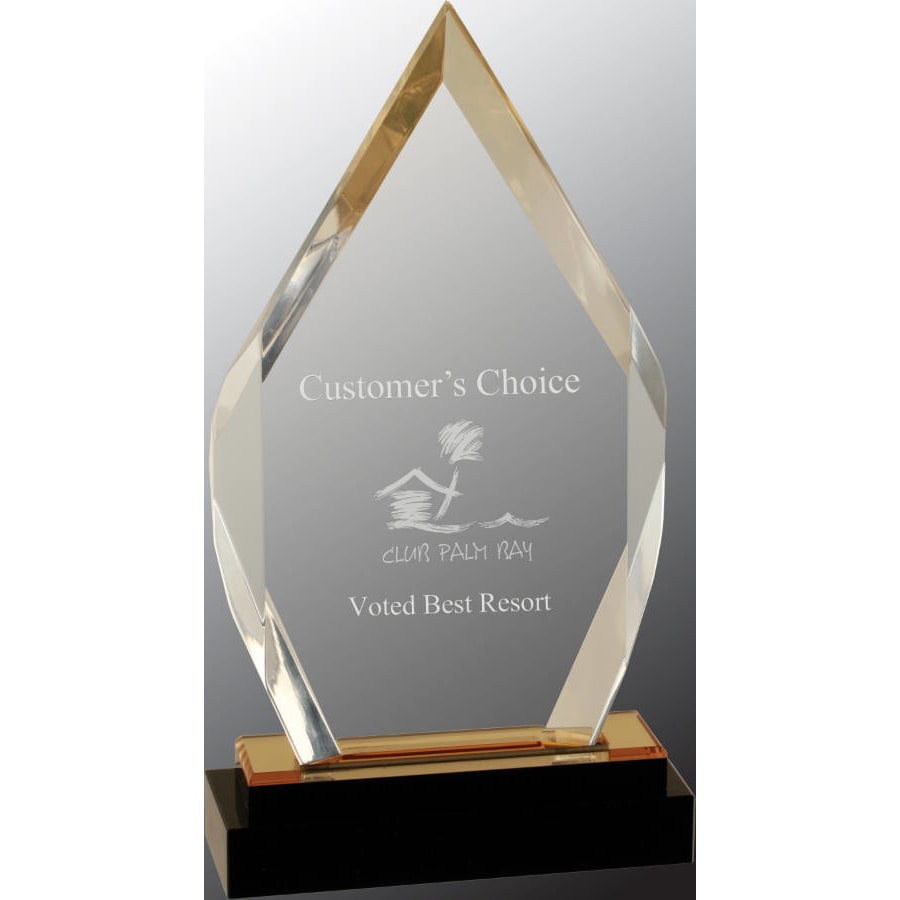 9" Gold Fusion Diamond Impress Acrylic with Black Glass Base