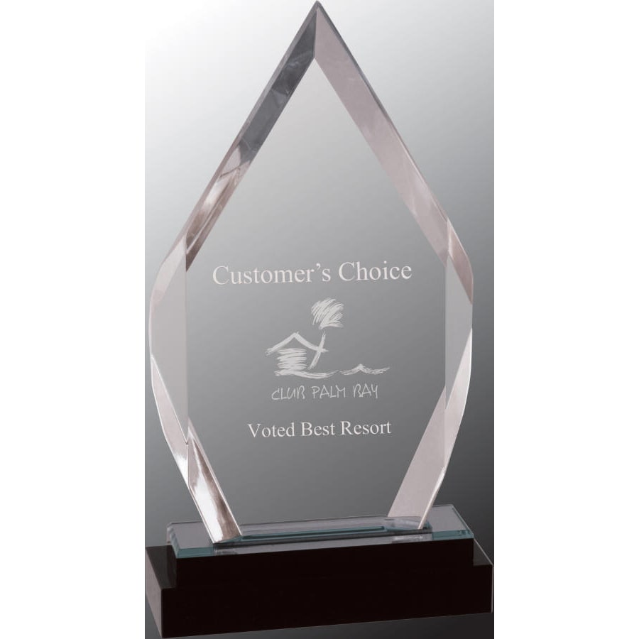 9" Silver Diamond Acrylic with Black Glass Base