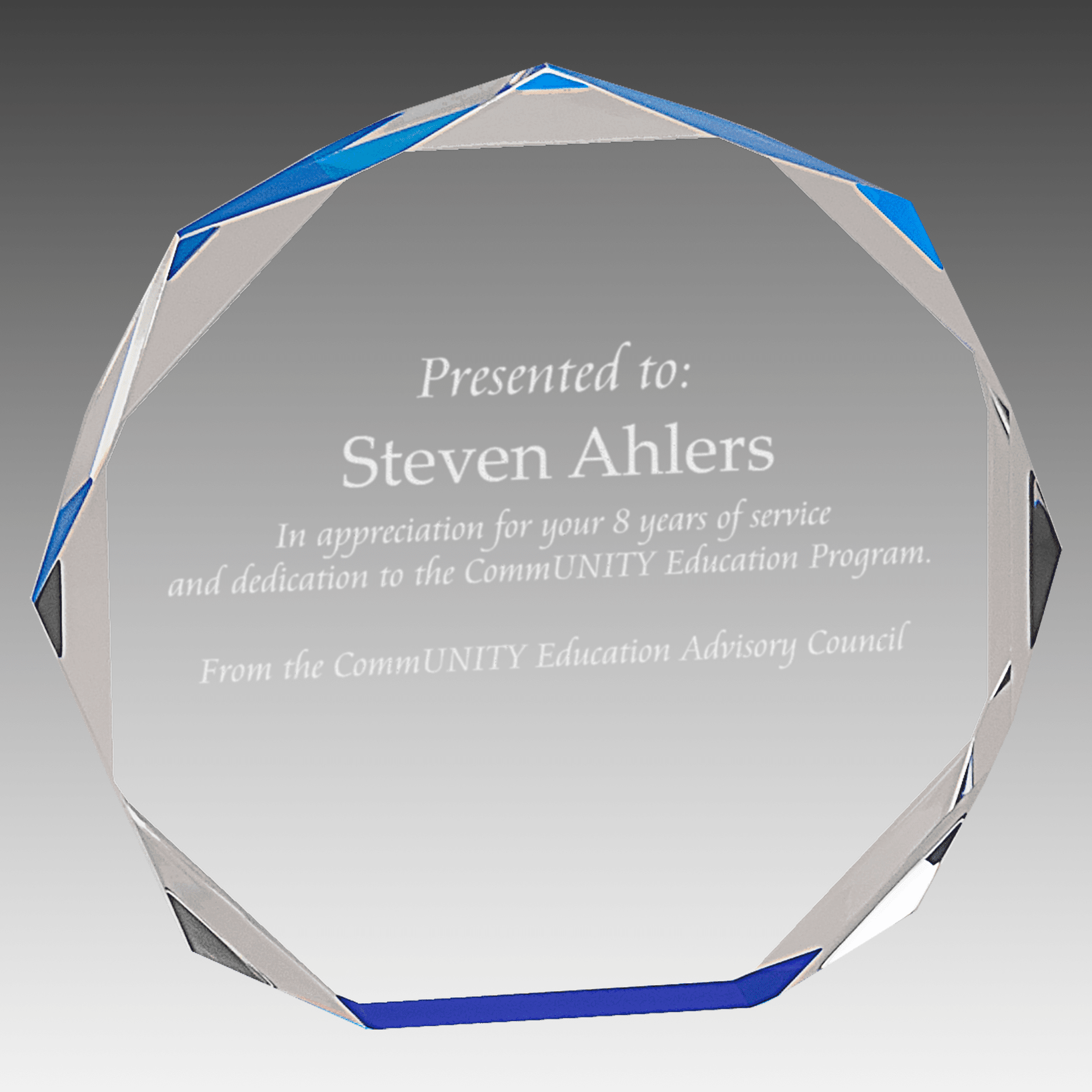 5" Blue Octagon Acrylic Award