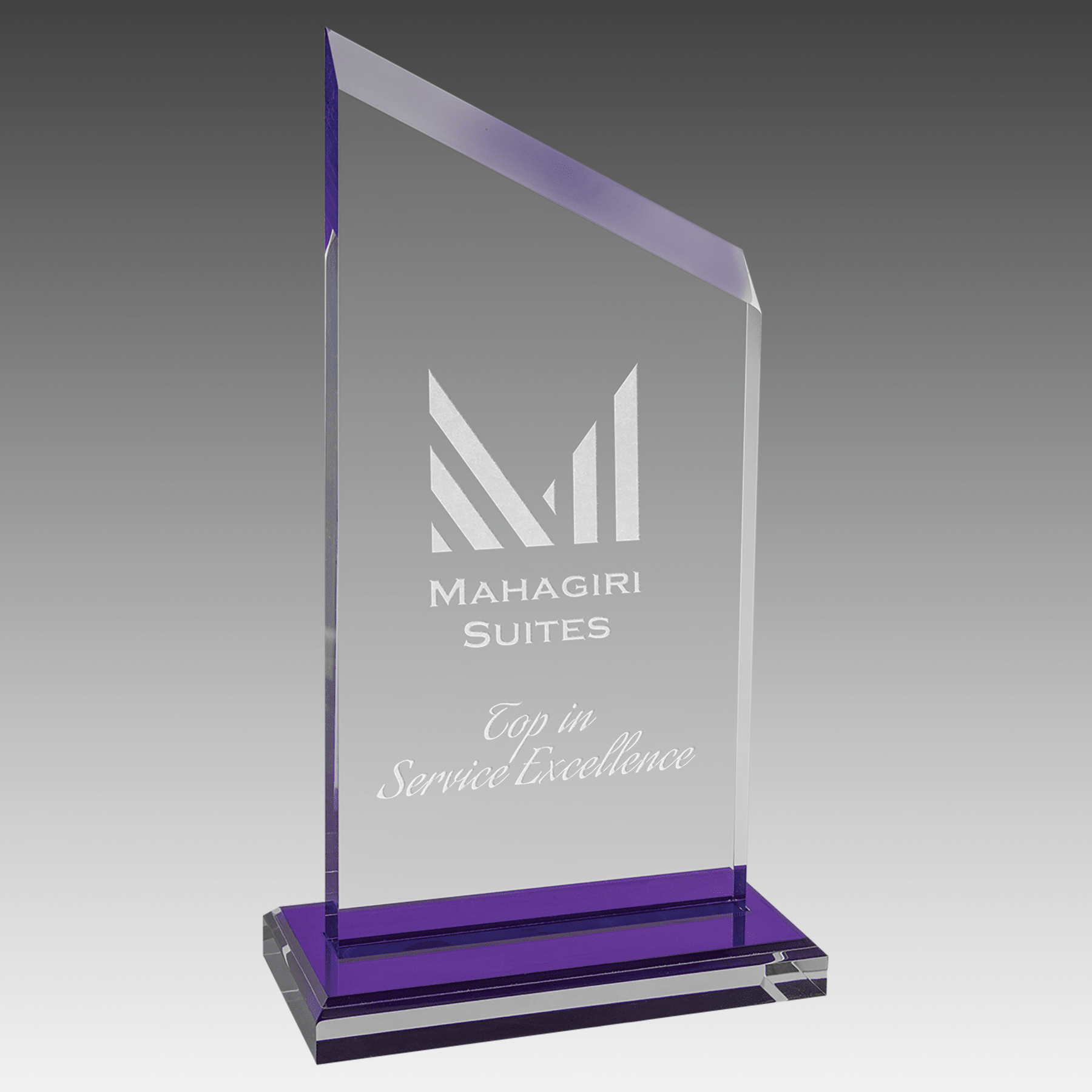 4.5" x 8.5" Acrylic w/Purple Accents, Black Base