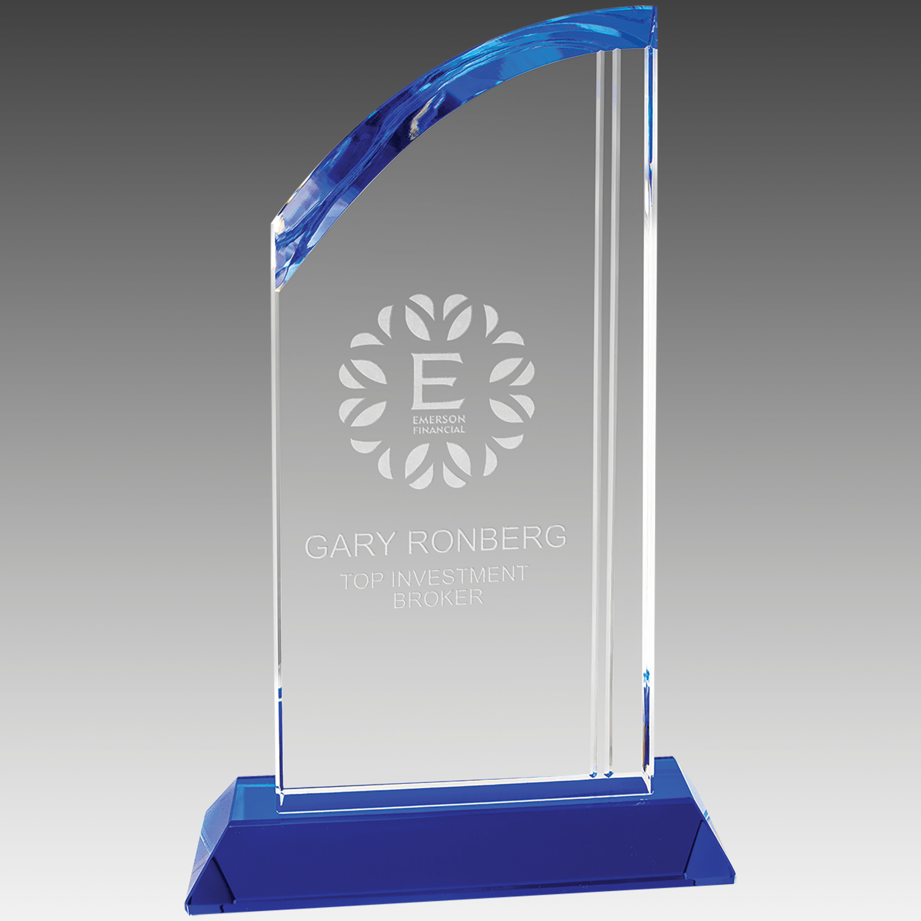 9.75" Crystal Arch with Blue Base