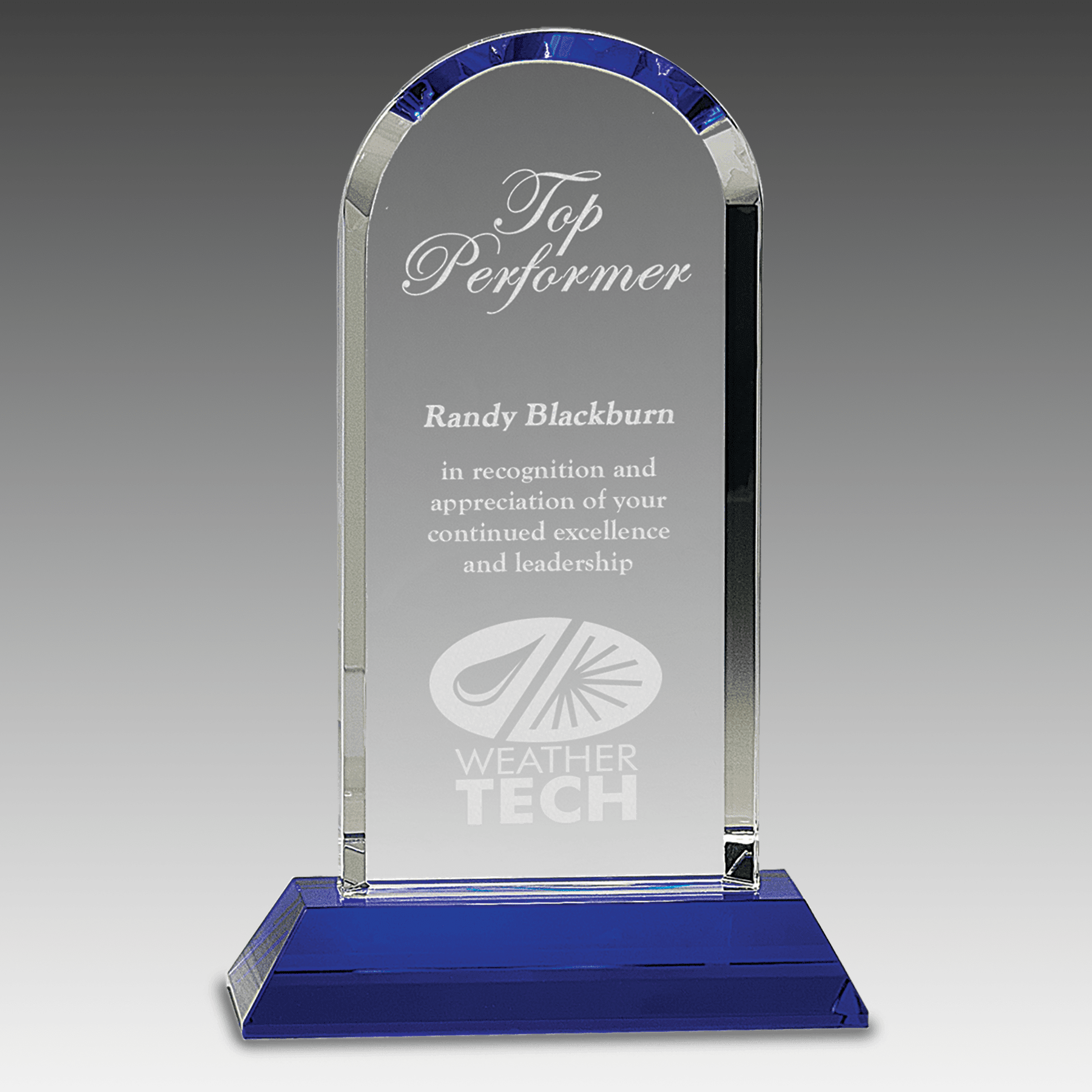 9.25" Clear Crystal Dome on Blue Pedestal Base