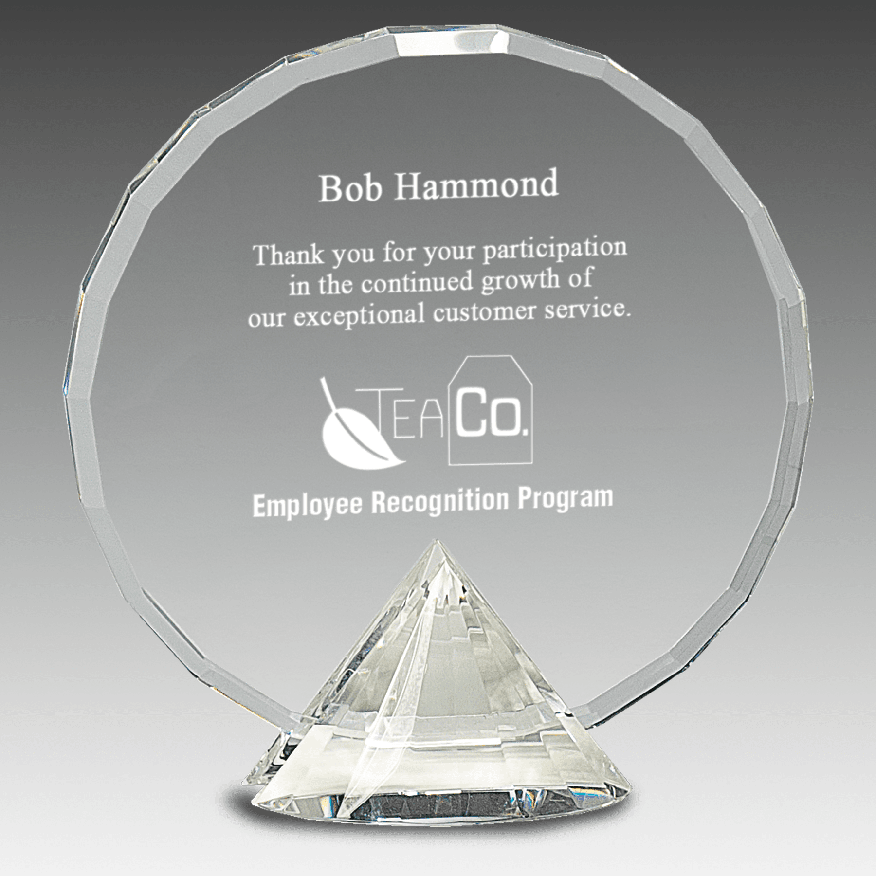 7.5" Clear Round Crystal on Clear Diamond Base