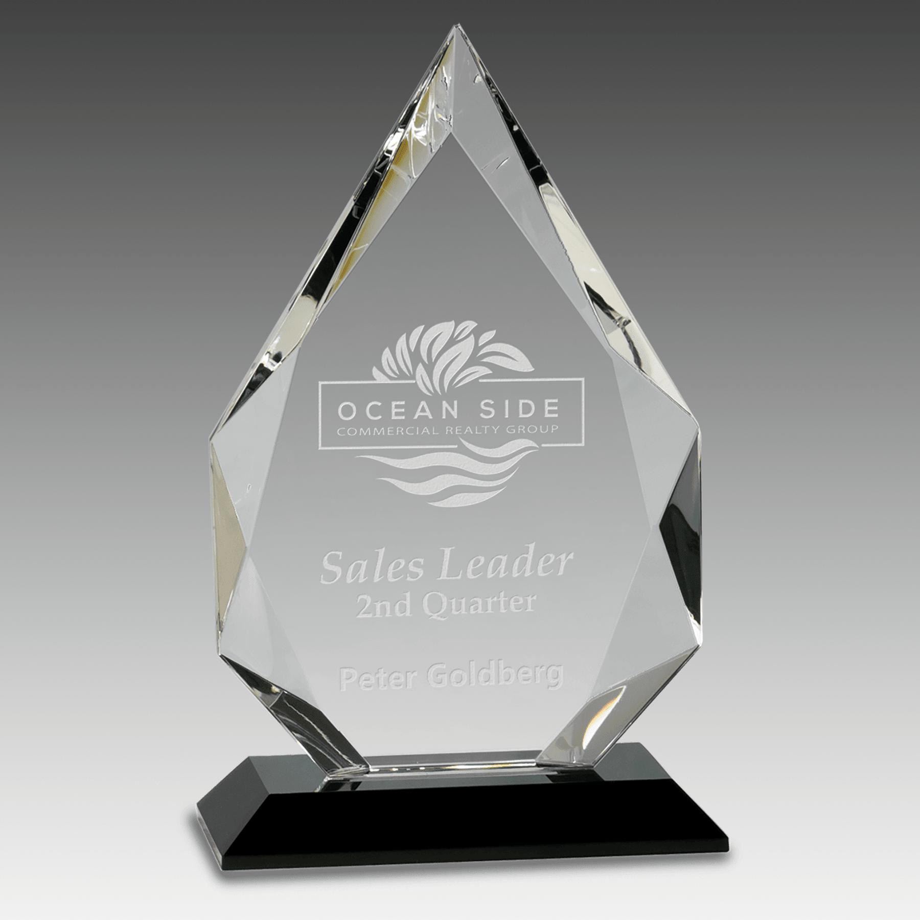 10" Diamond Crystal on Black Pedestal Base