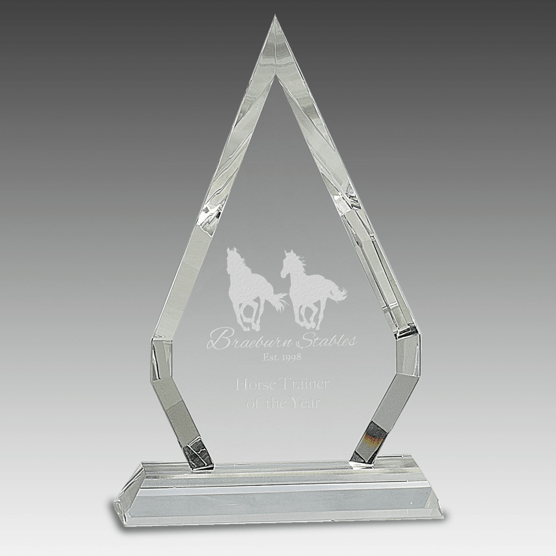 8.5" Crystal Diamond on Clear Pedestal Base