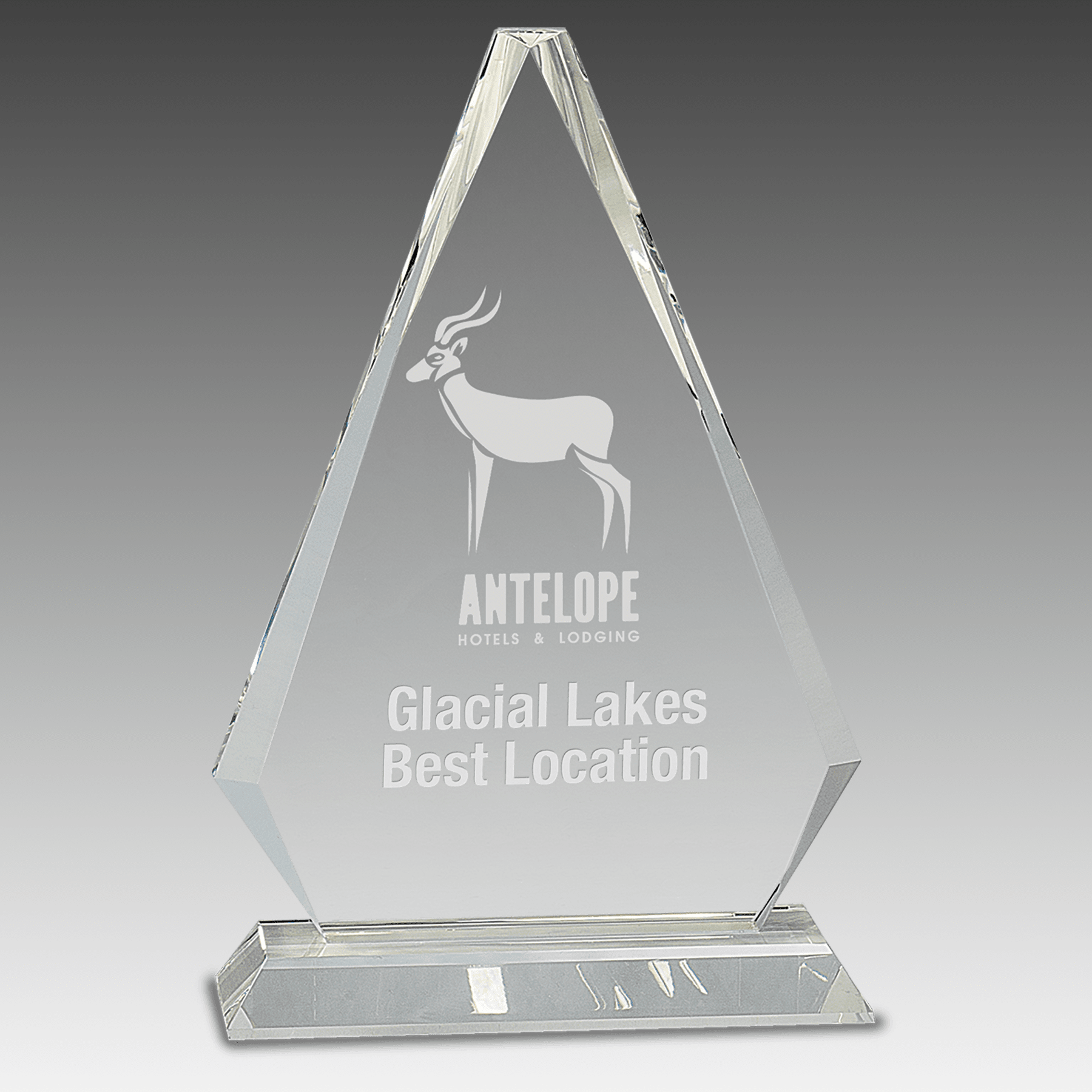 10.75" Clear Crystal Triangle on Clear Pedestal Base