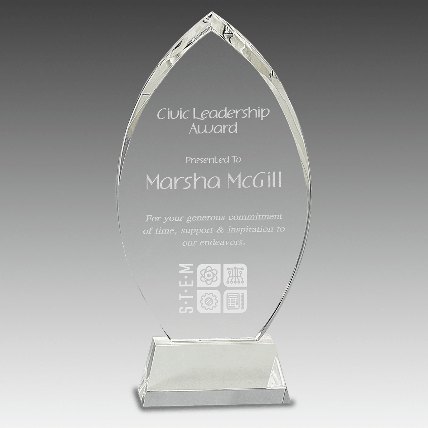 10.25" Crystal Oval on Clear Base