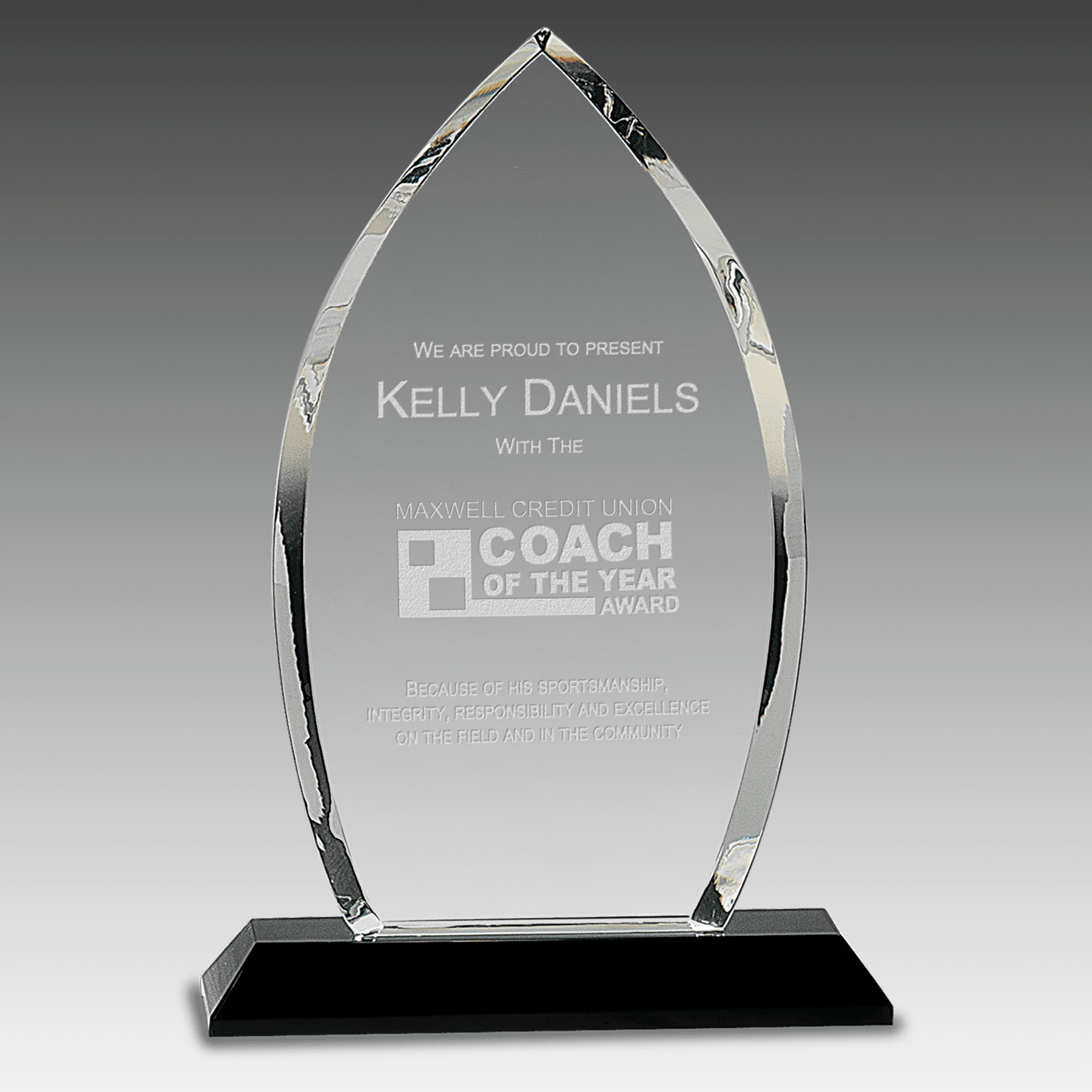 9.5" Clear Crystal Oval on Black Pedestal Base