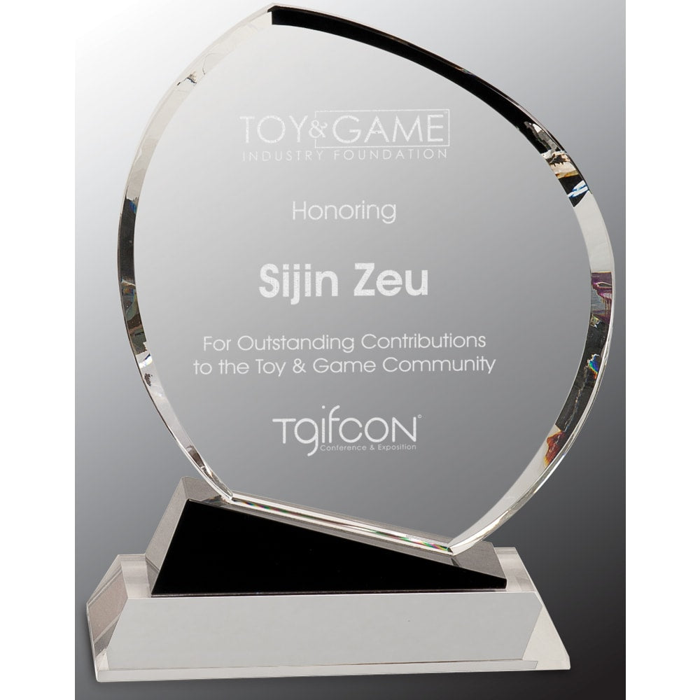 8.5" Crystal Oblong with Black Accents