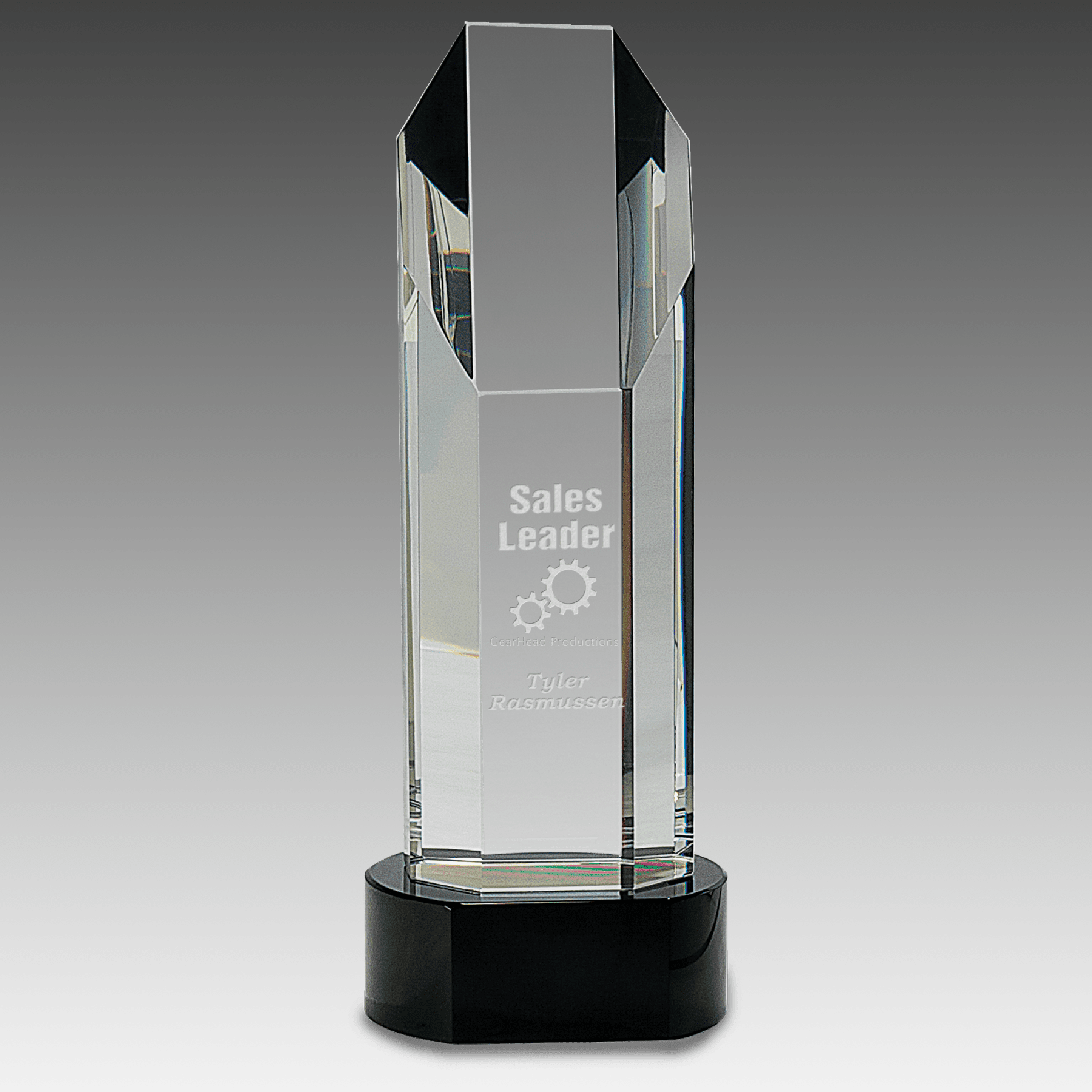 10.75" Octagon Slant-Top Crystal on Black Pedestal Base