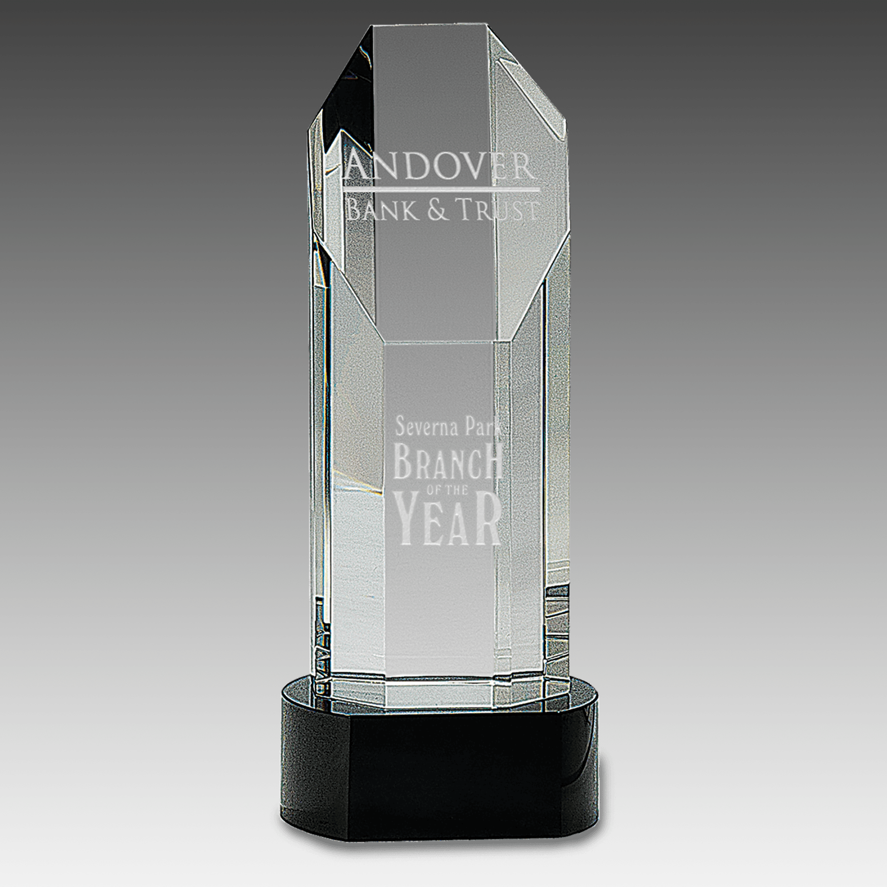 9.75" Octagon Slant-Top Crystal on Black Pedestal Base